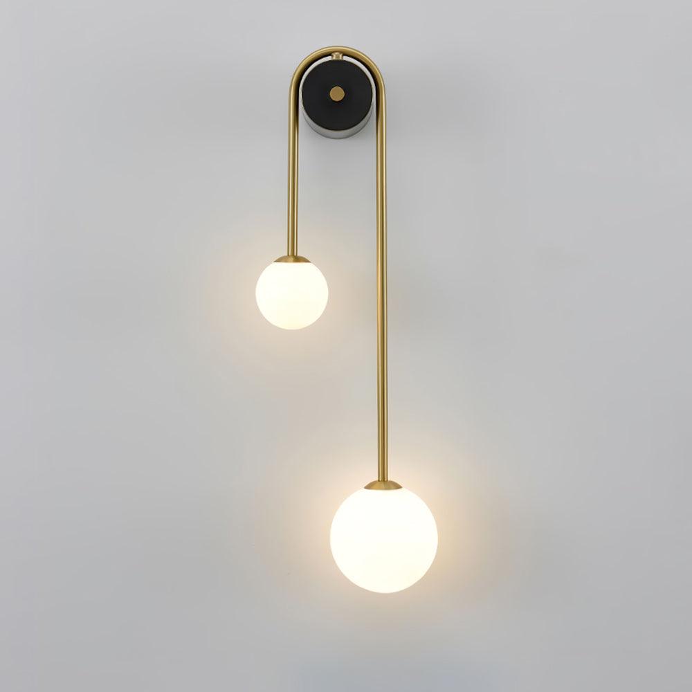 Teveny Modern Minimalist Arc Brass Glass Wall Light