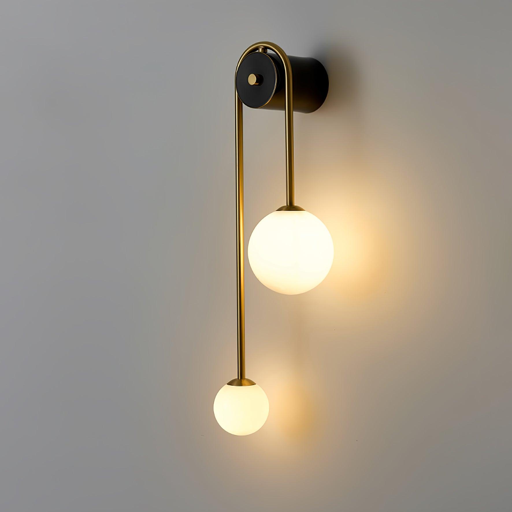 Teveny Modern Minimalist Arc Brass Glass Wall Light