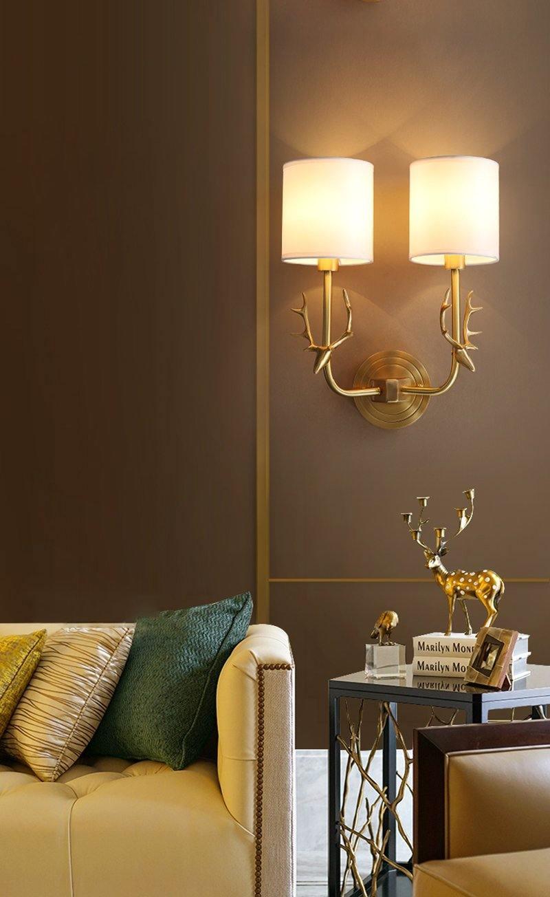 Auriviella Elegance Deer Head Brass Wall Light