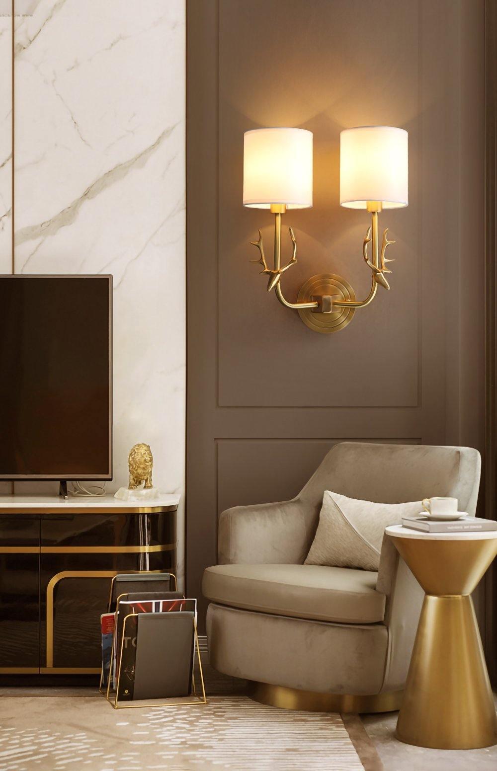 Auriviella Elegance Deer Head Brass Wall Light