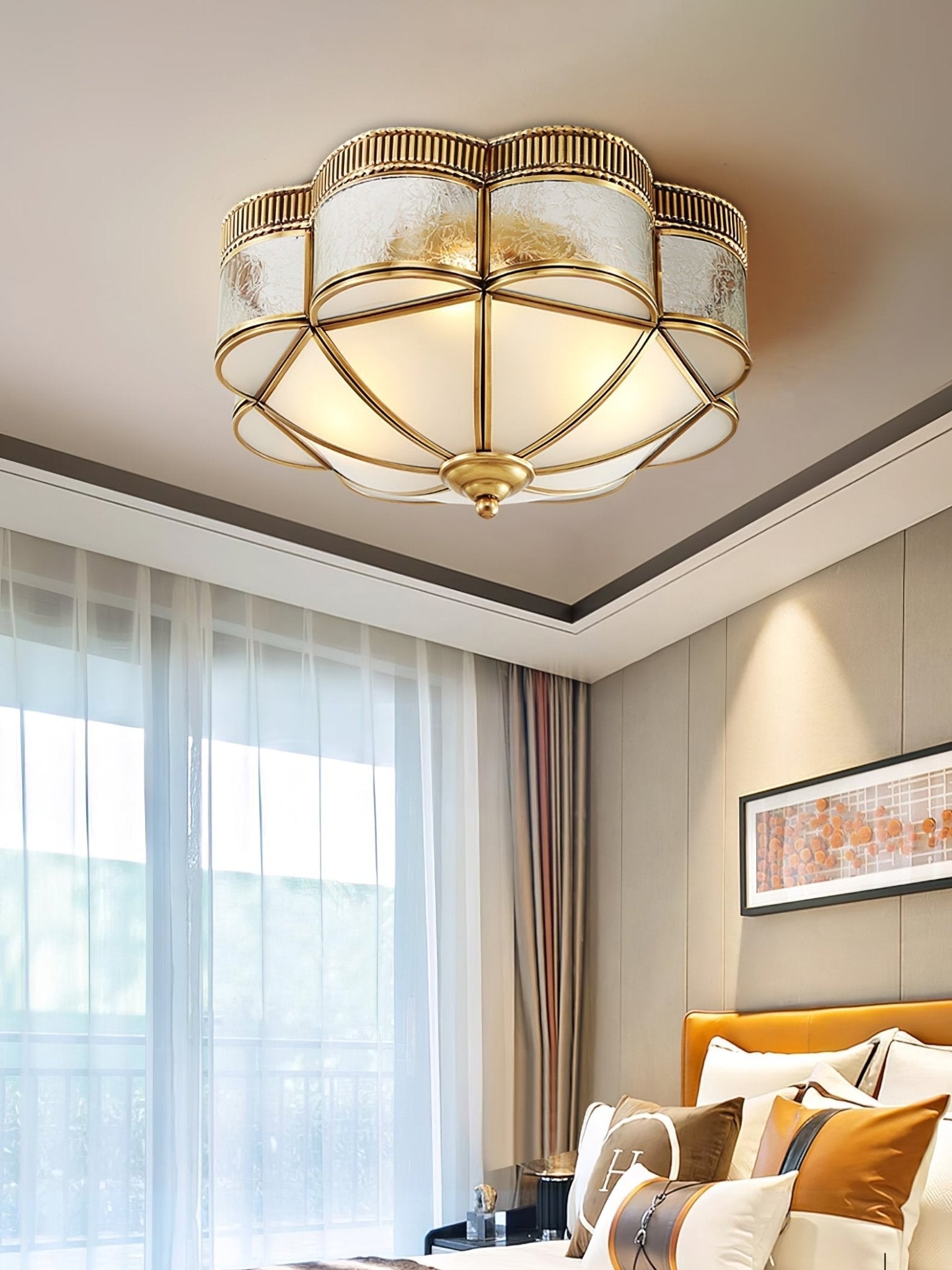 Soliiella Ceiling Lamp Brass Dome Frosted Classic Elegant
