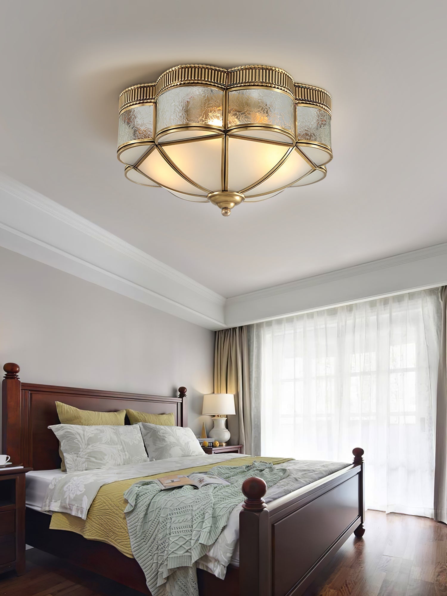 Soliiella Ceiling Lamp Brass Dome Frosted Classic Elegant