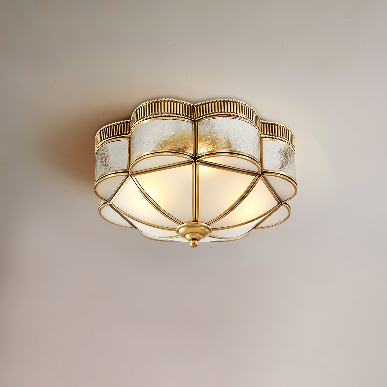 Soliiella Ceiling Lamp Brass Dome Frosted Classic Elegant