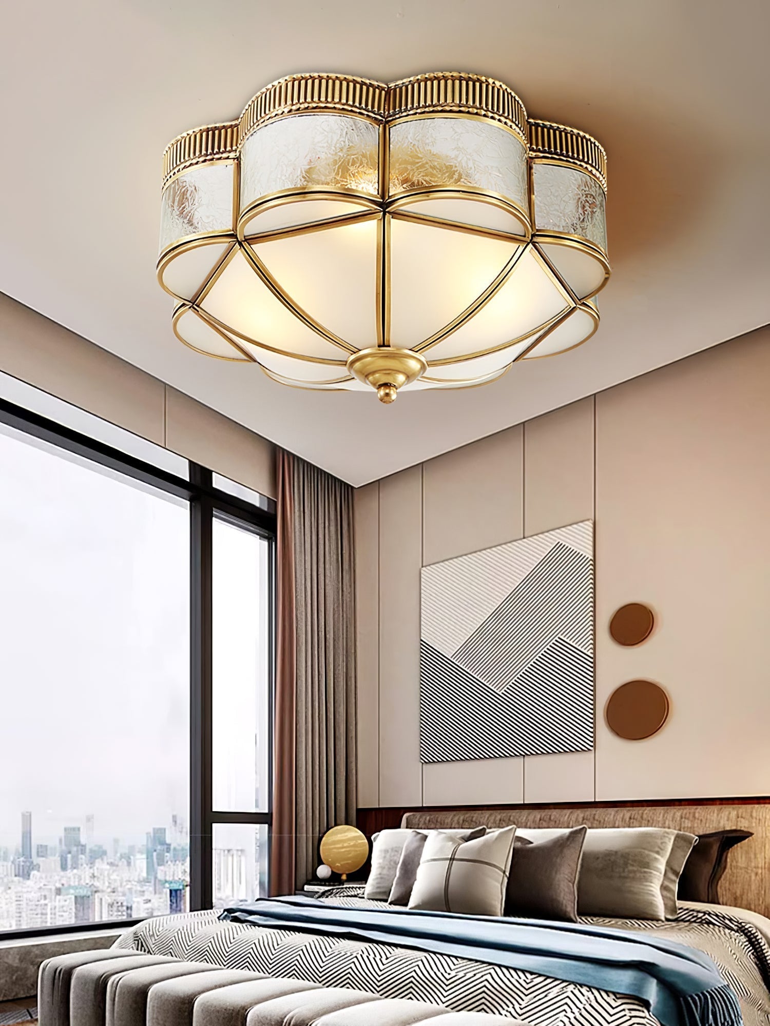 Soliiella Ceiling Lamp Brass Dome Frosted Classic Elegant