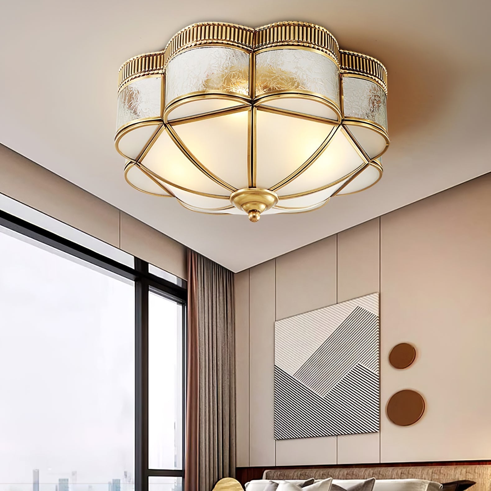 Soliiella Ceiling Lamp Brass Dome Frosted Classic Elegant