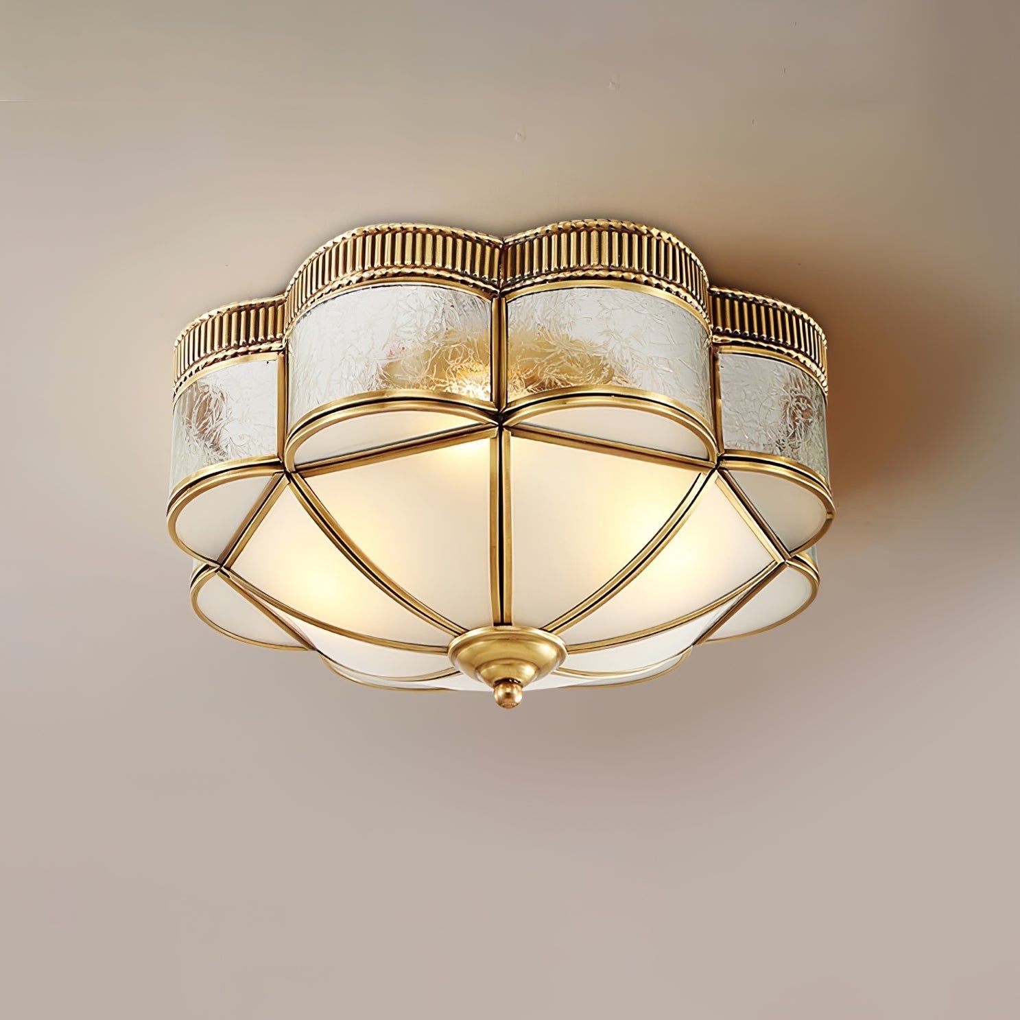 Soliiella Ceiling Lamp Brass Dome Frosted Classic Elegant