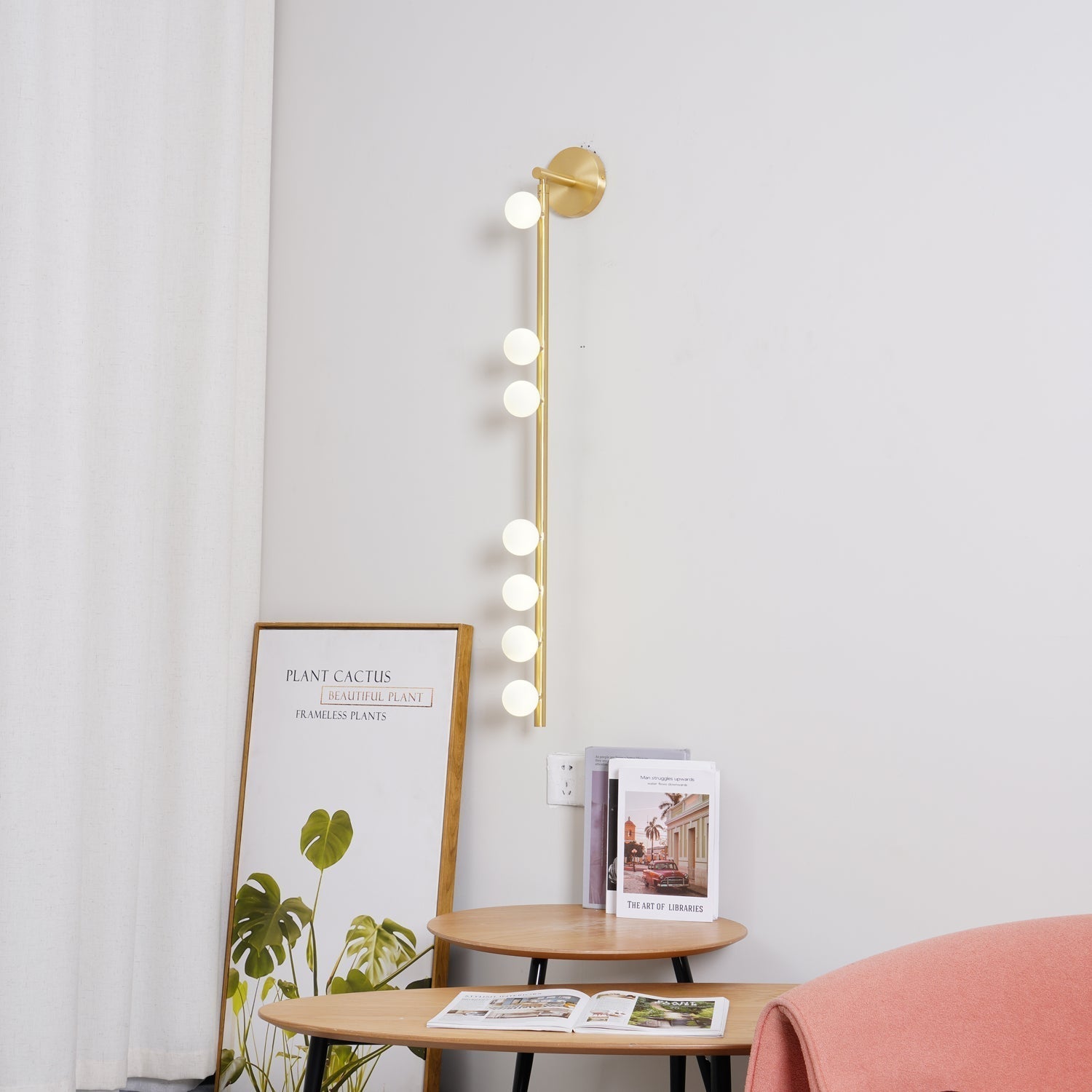 Rory Modern Minimalist Tube Brass Glass Wall Lamp
