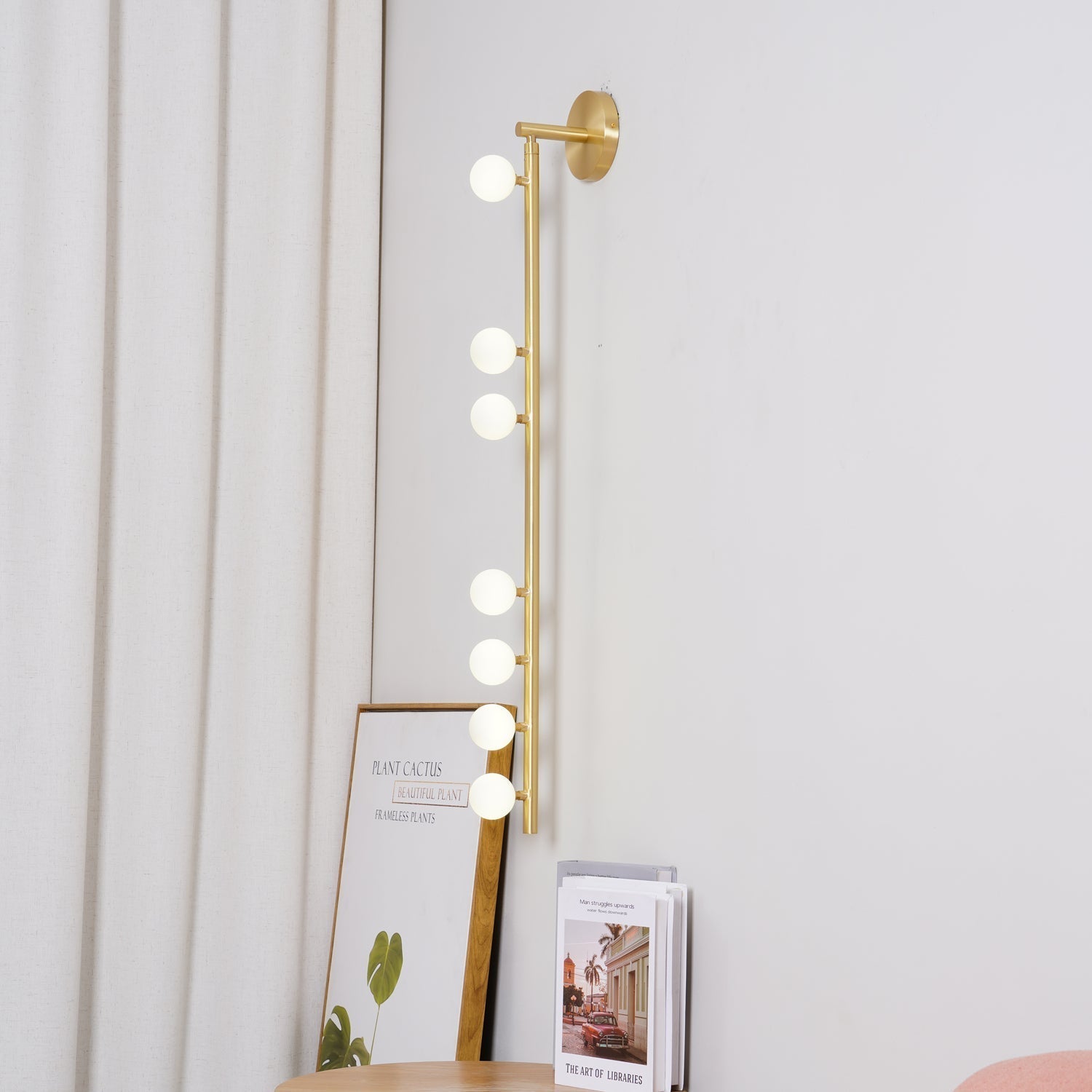 Rory Modern Minimalist Tube Brass Glass Wall Lamp