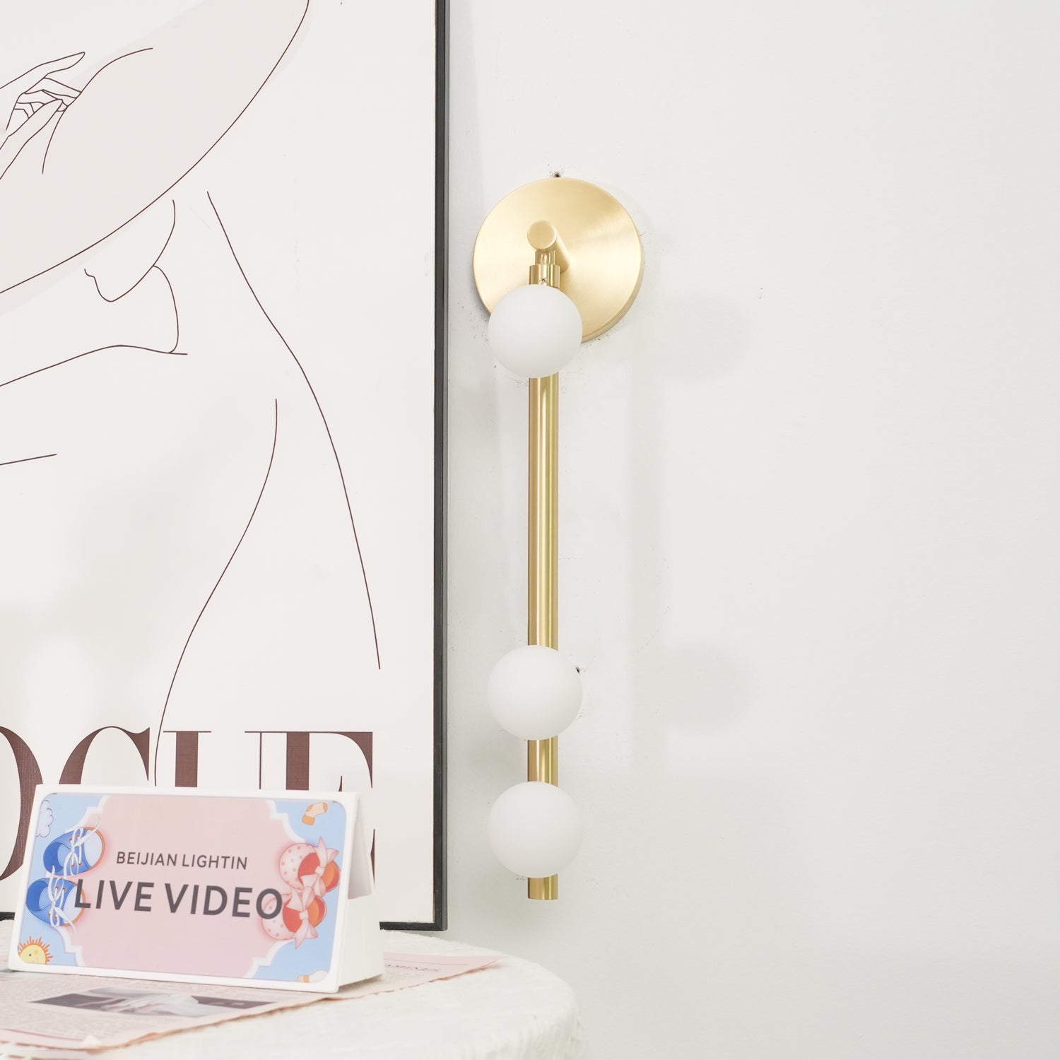 Pamela Tube Plug-in Brass Glass Wall Lamp