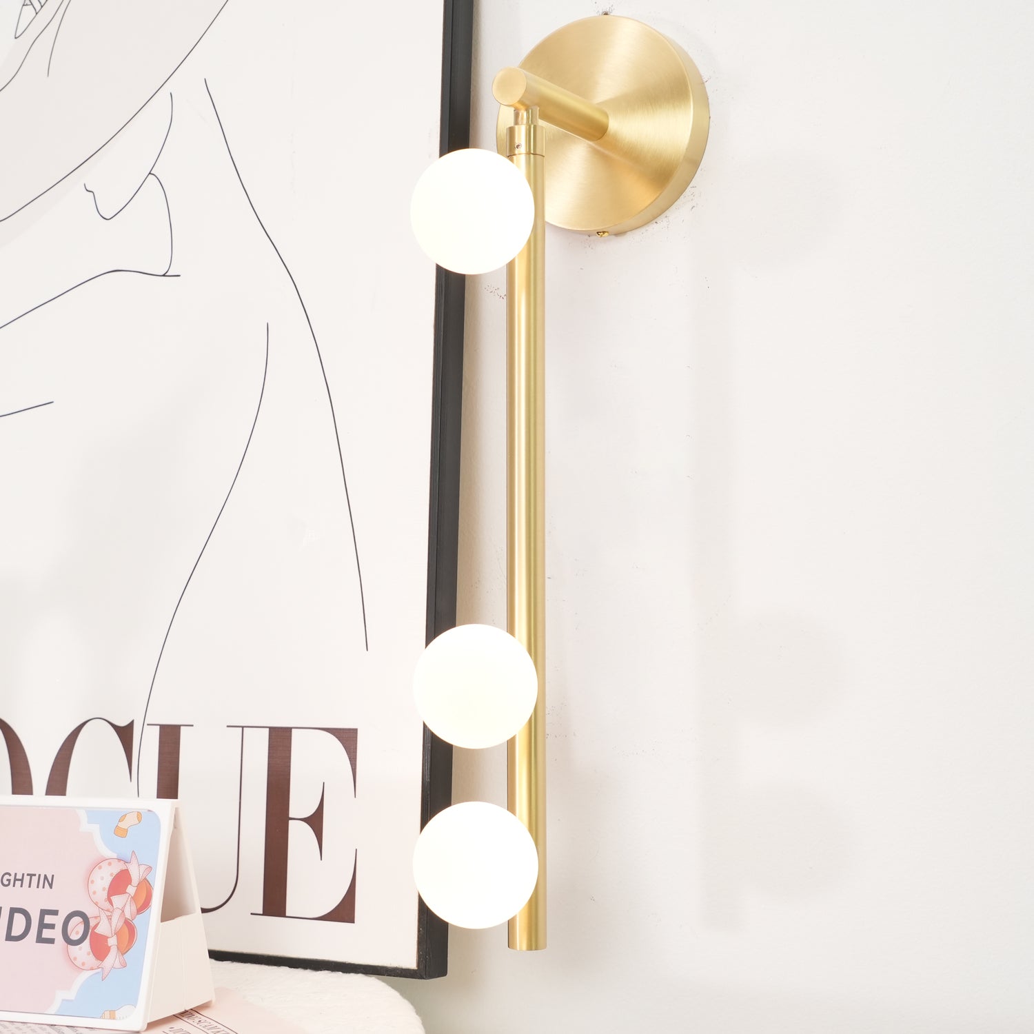 Pamela Tube Plug-in Brass Glass Wall Lamp