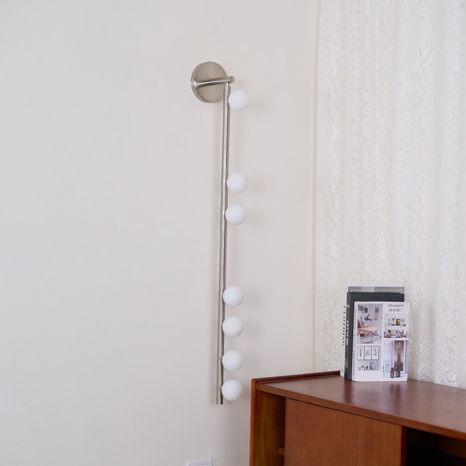 Pamela Tube Plug-in Brass Glass Wall Lamp