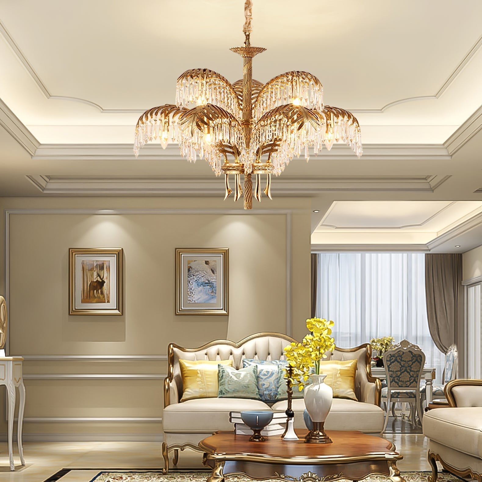 Odoraris Regal Brass Crystal Chandelier - Neutral Decor