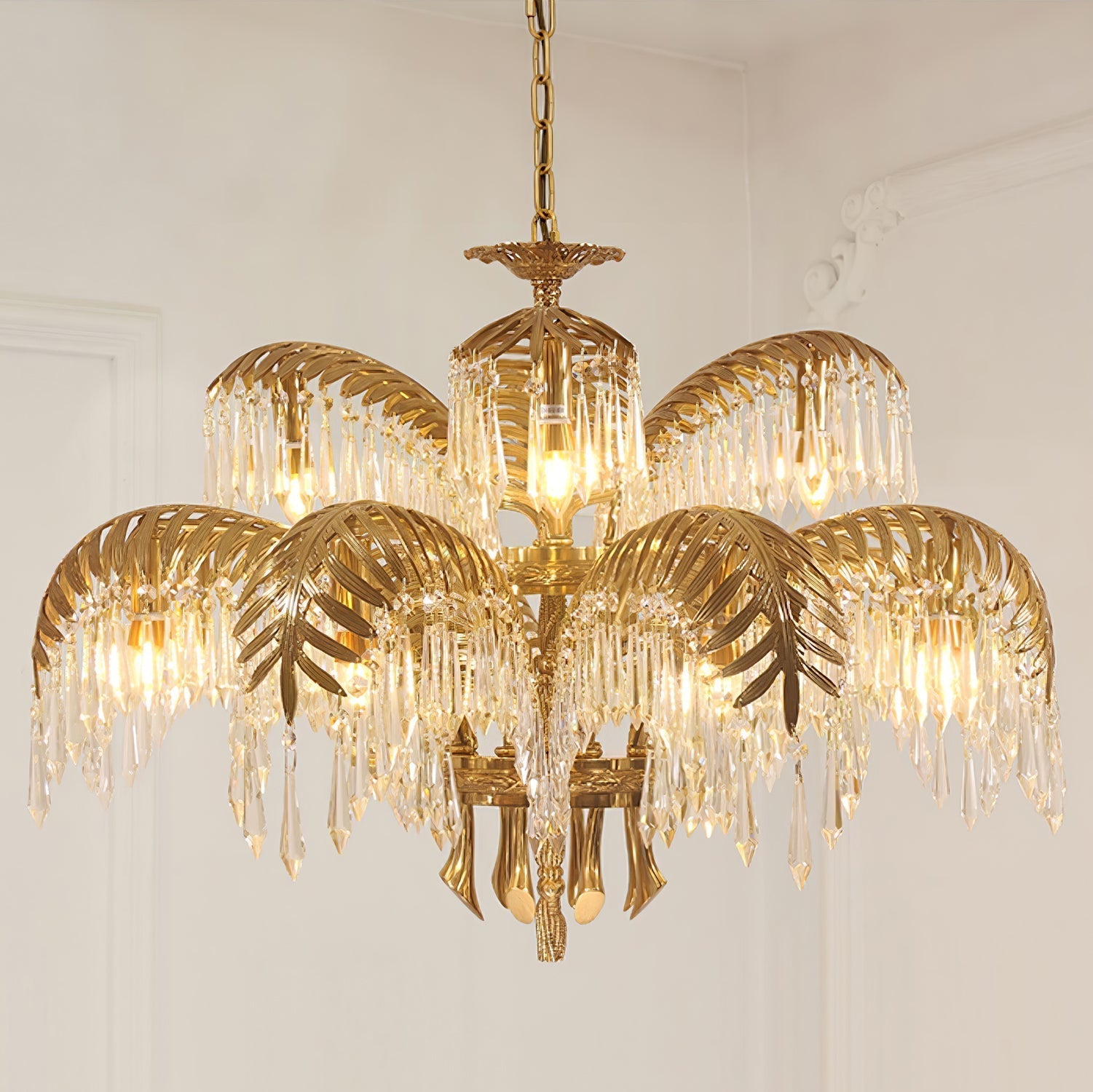 Odoraris Regal Brass Crystal Chandelier - Neutral Decor