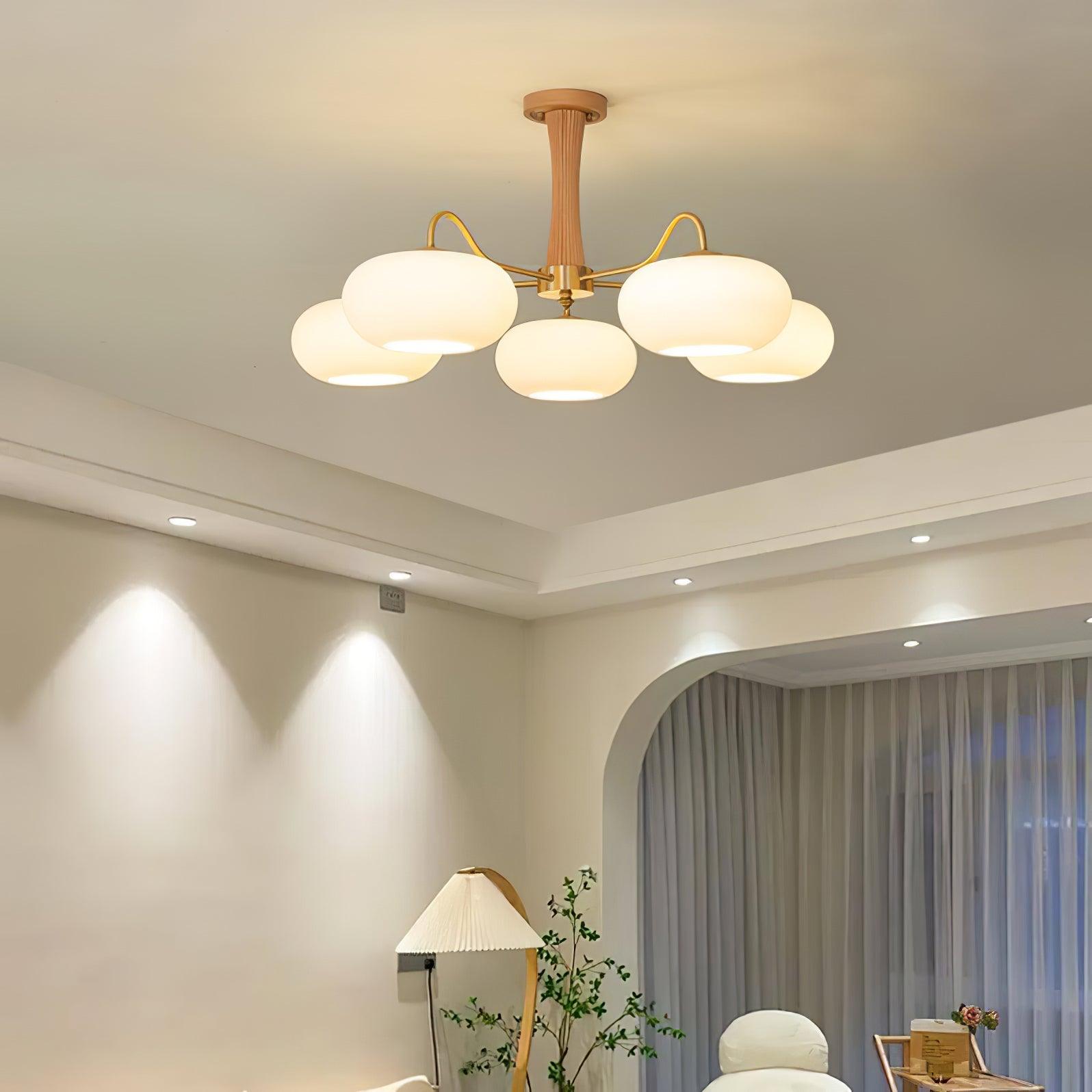 Norwell Brass Wooden Persimmon Chandelier