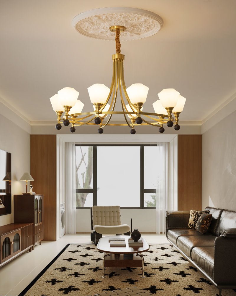Nyraeyra Premium Nordic Art Brass Wood Chandelier