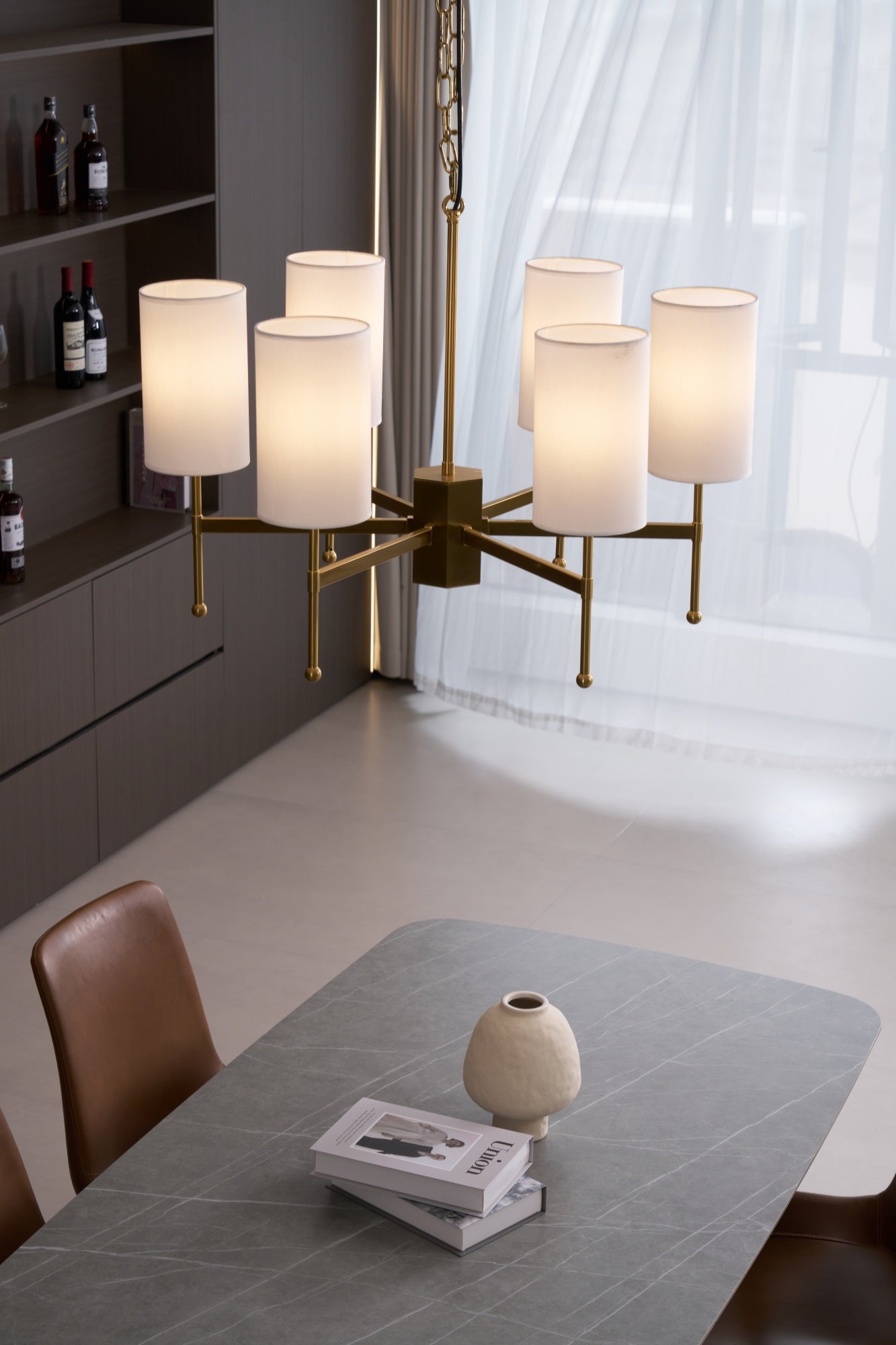 Ulcarisra Traditional Vintage Brass Fabric Chandelier