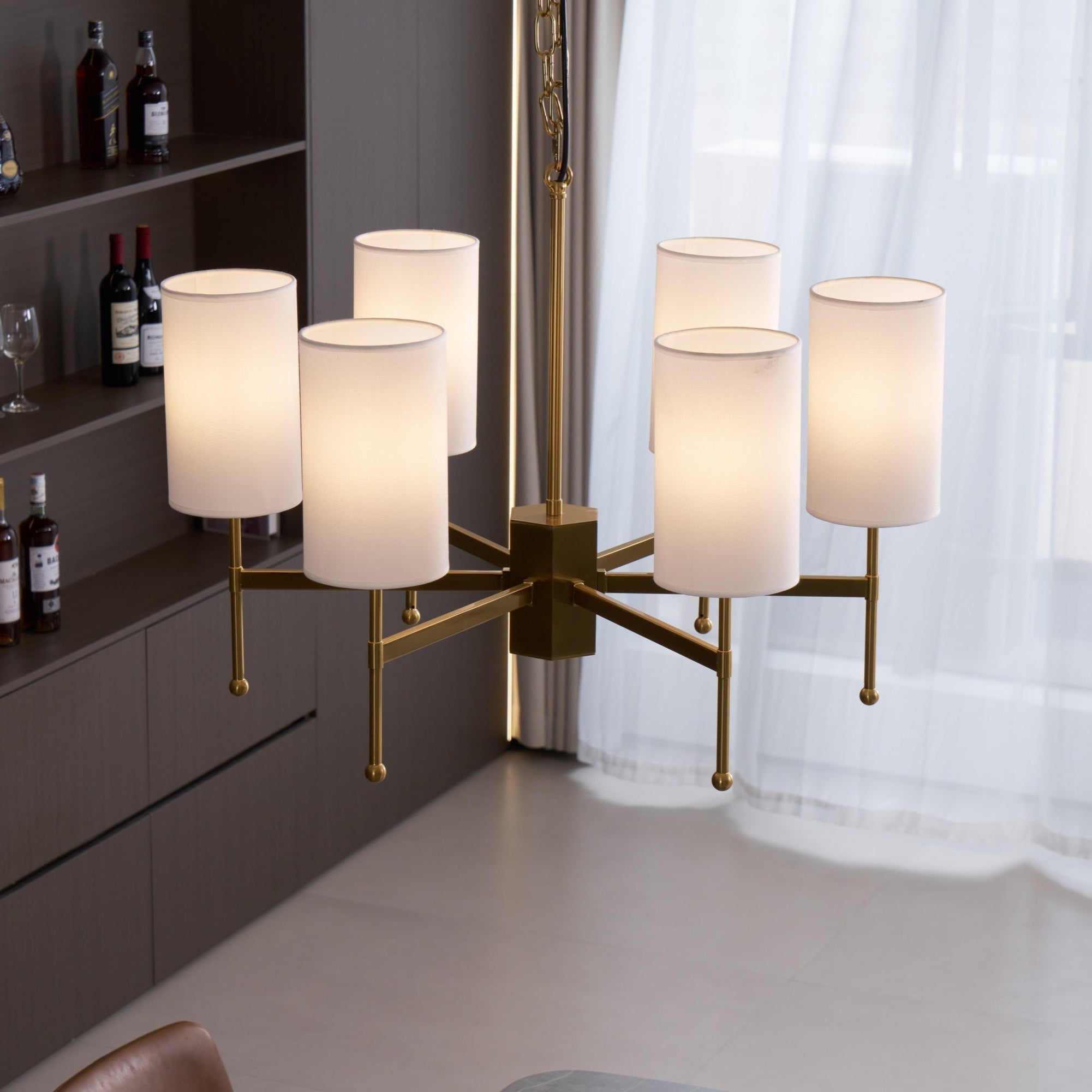 Ulcarisra Traditional Vintage Brass Fabric Chandelier