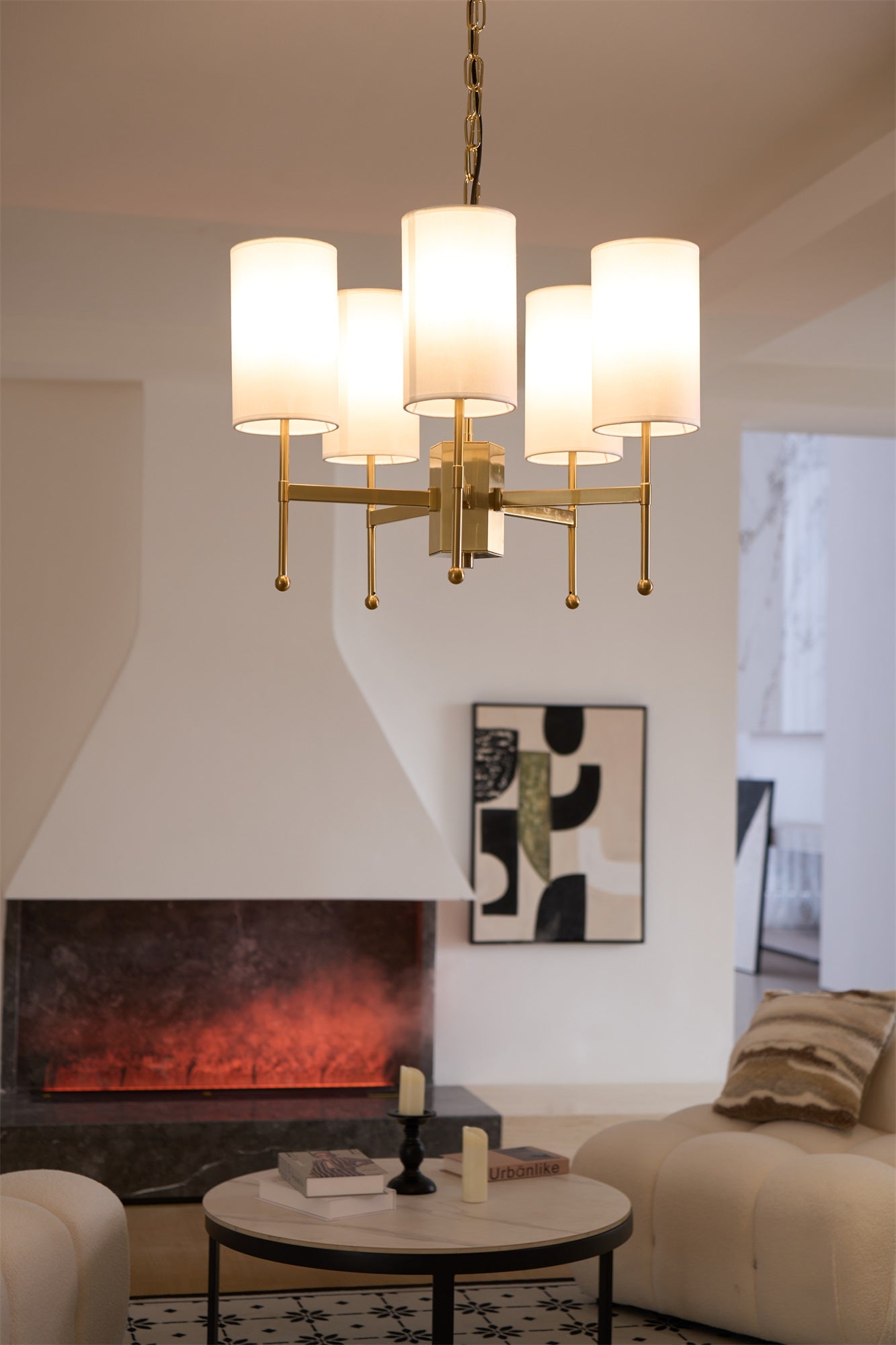 Ulcarisra Traditional Vintage Brass Fabric Chandelier