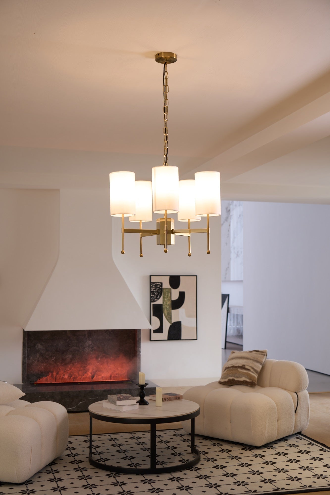 Ulcarisra Traditional Vintage Brass Fabric Chandelier