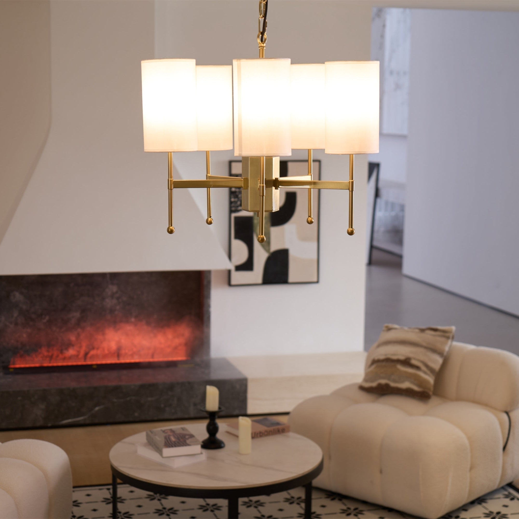 Ulcarisra Traditional Vintage Brass Fabric Chandelier