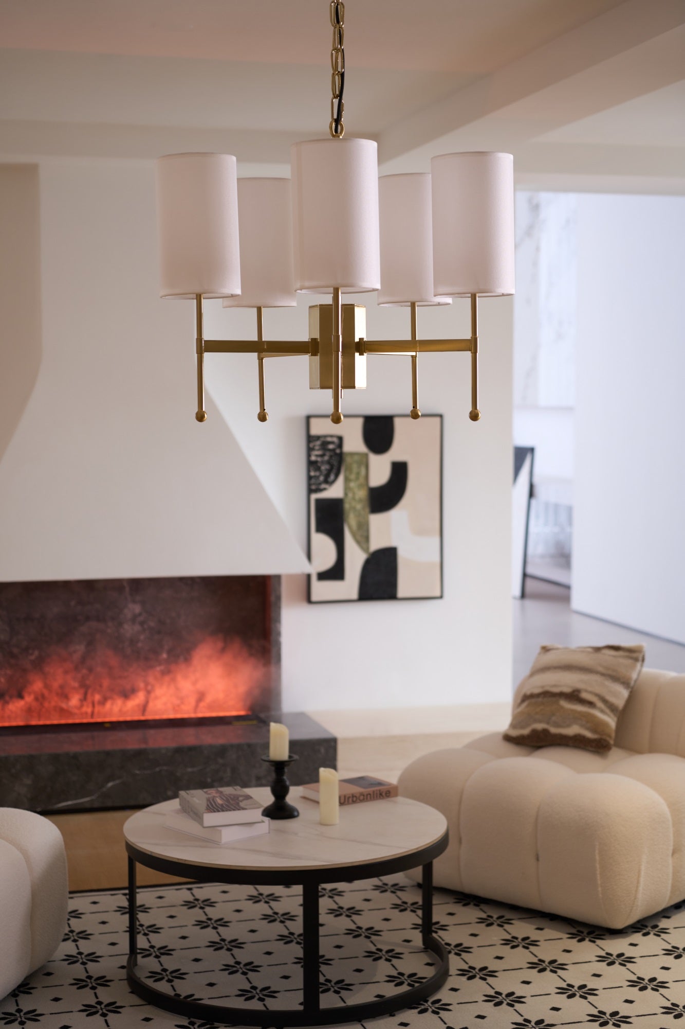 Ulcarisra Traditional Vintage Brass Fabric Chandelier