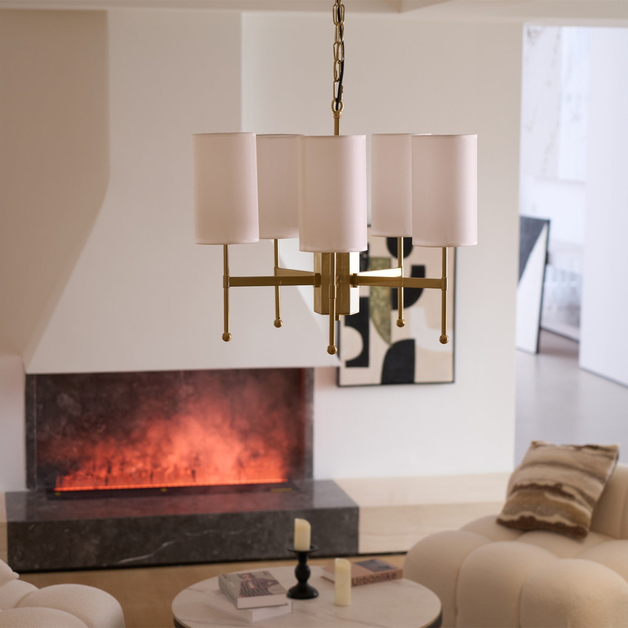 Ulcarisra Traditional Vintage Brass Fabric Chandelier