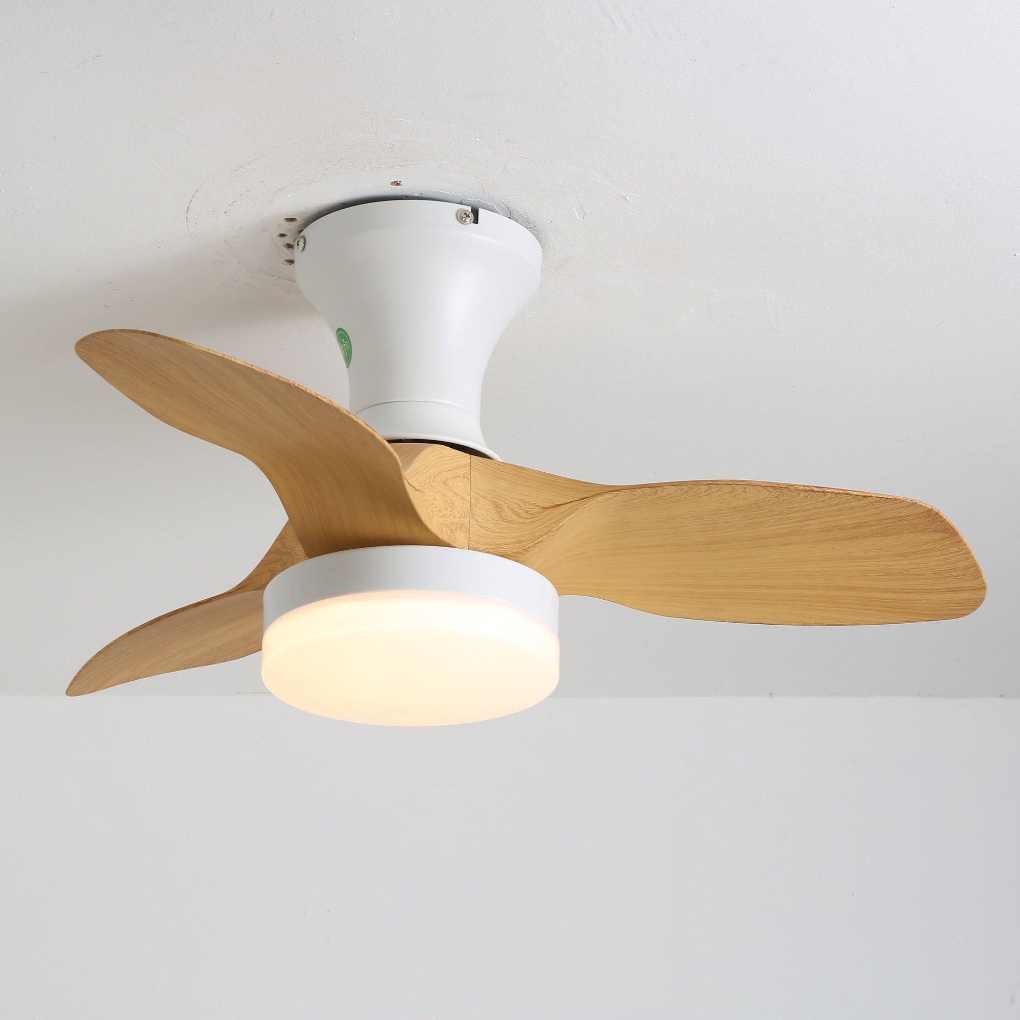 Nora Minimalist White Wood Ceiling Fan Light - Neutral Decor