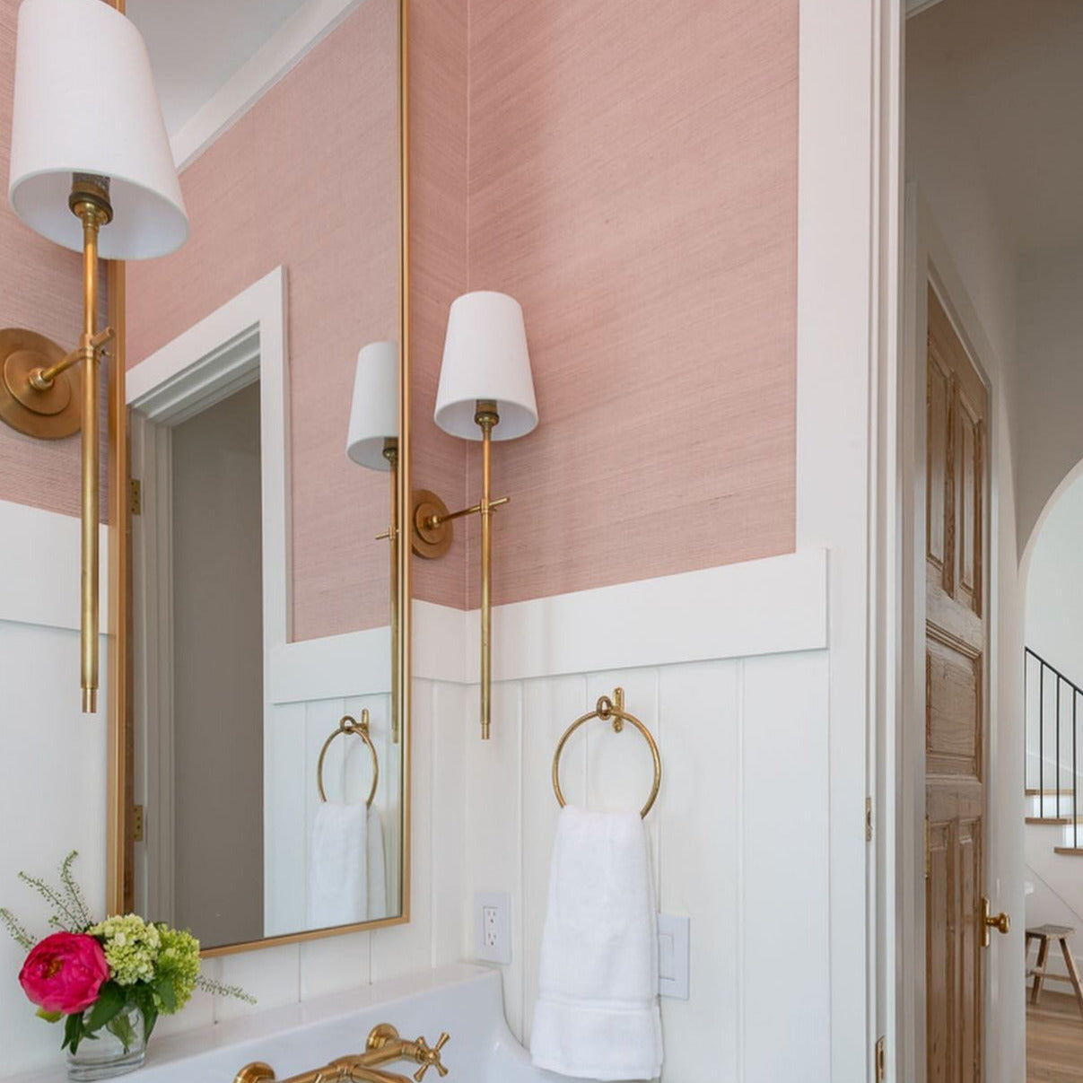 Silva Brass White Tapered Shade Wall Light