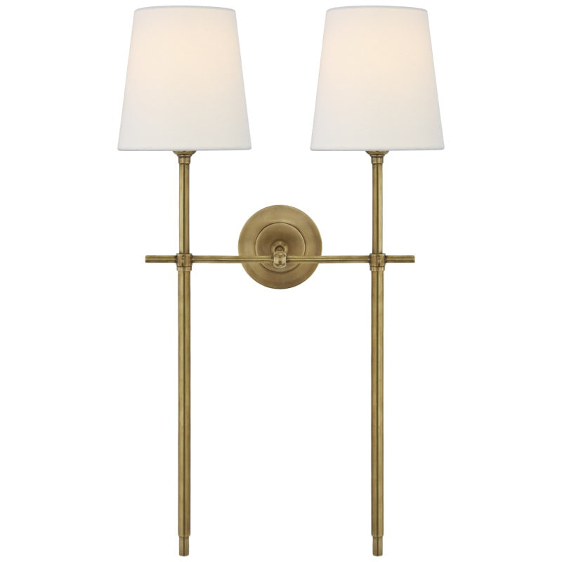 Silva Brass White Tapered Shade Wall Light