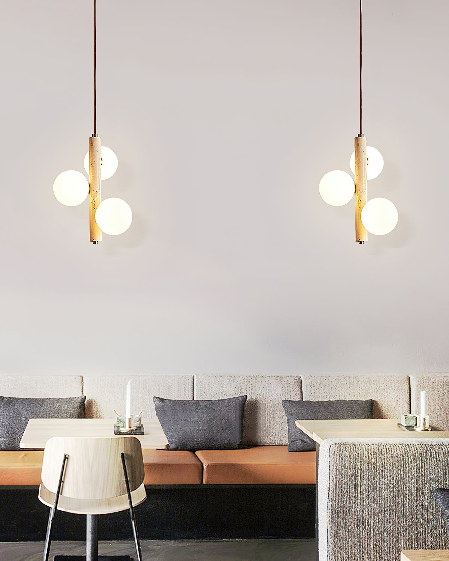 Aursorel Multi-Globe Travertine Pendant Light