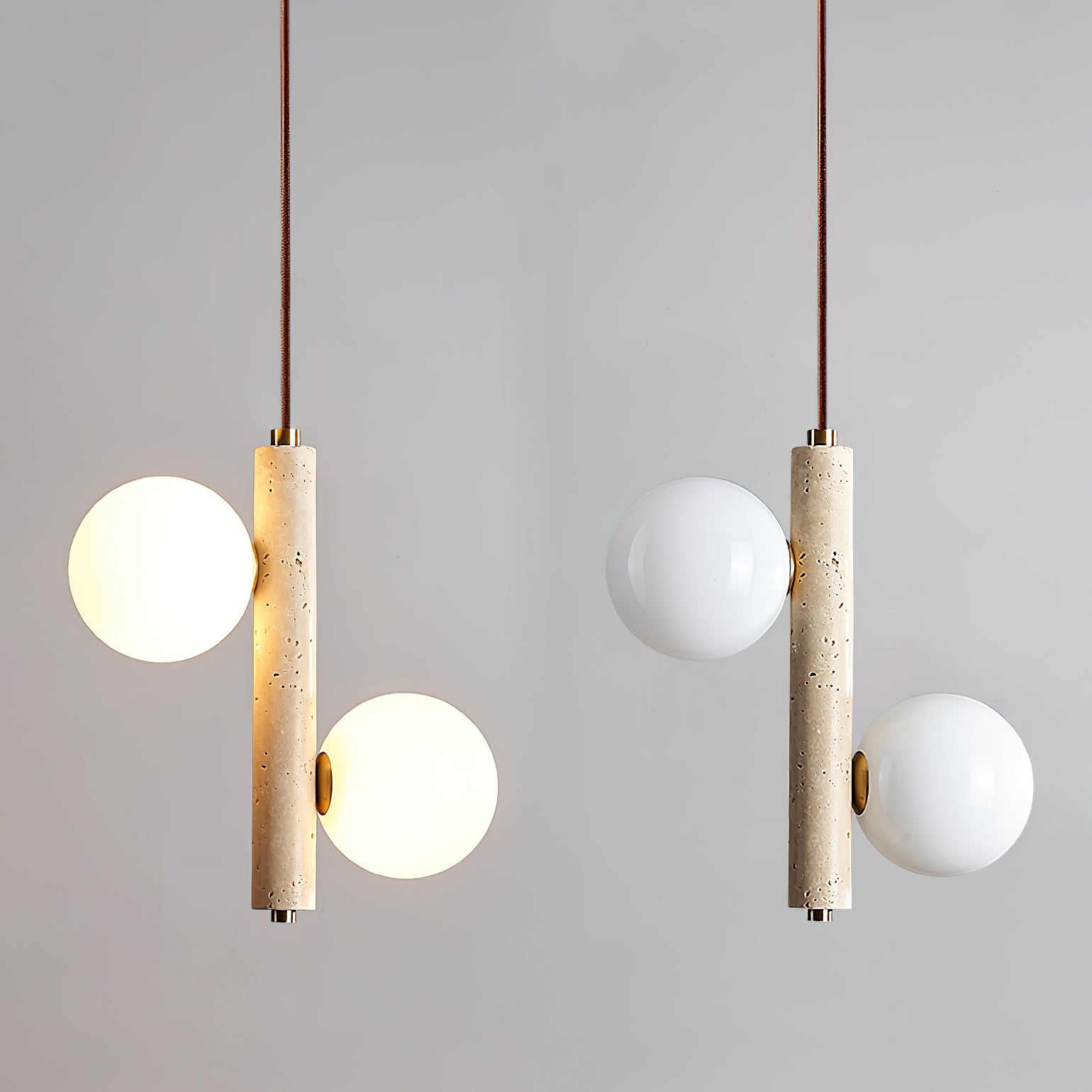 Aursorel Multi-Globe Travertine Pendant Light