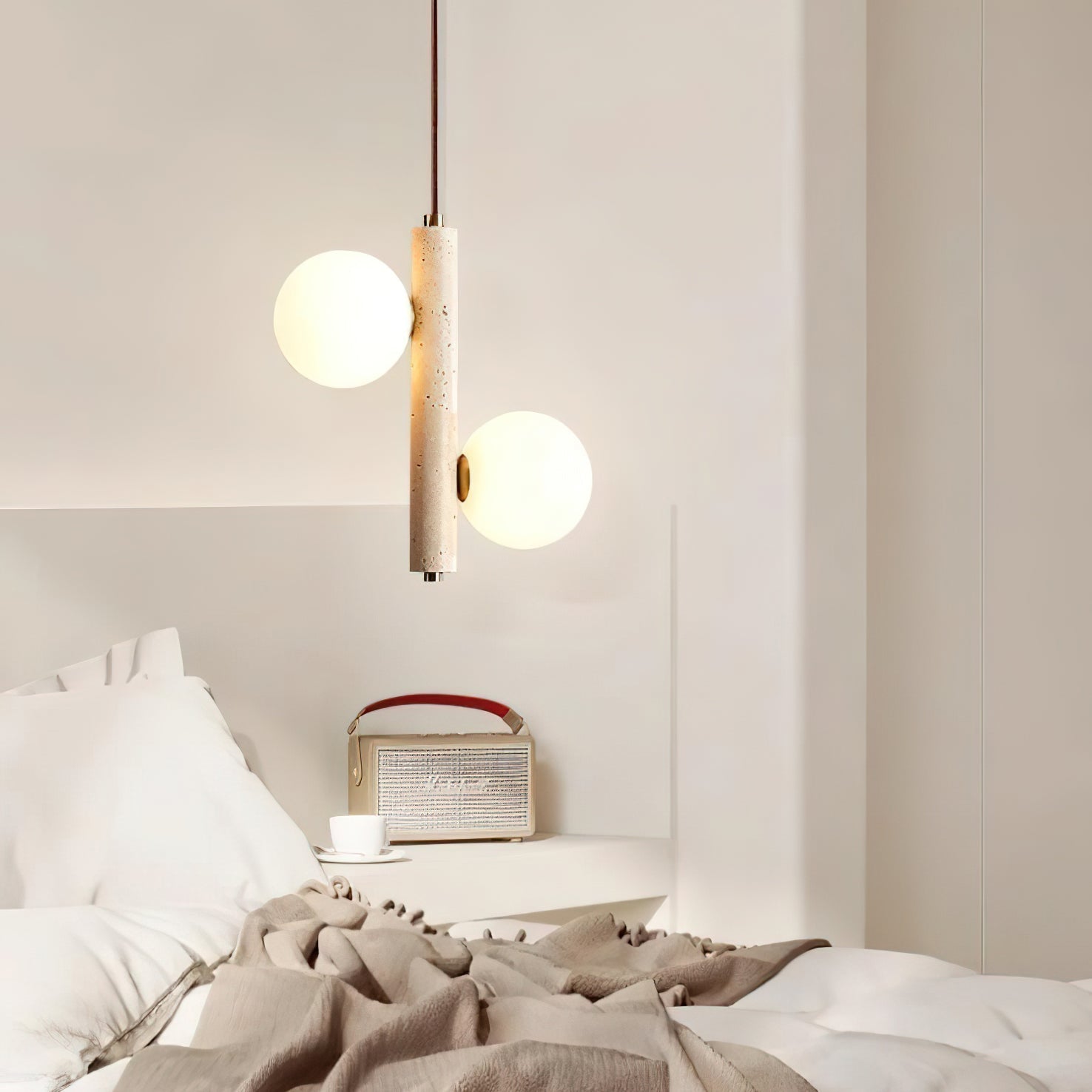 Aursorel Multi-Globe Travertine Pendant Light