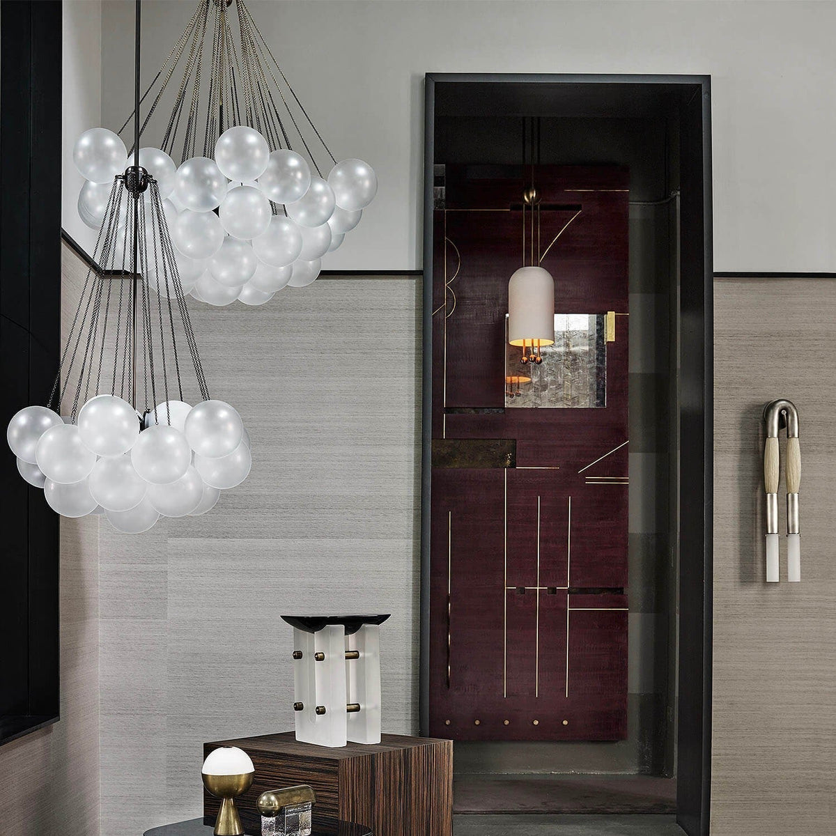 Eiririra Chandelier Bubble Frosted Glass