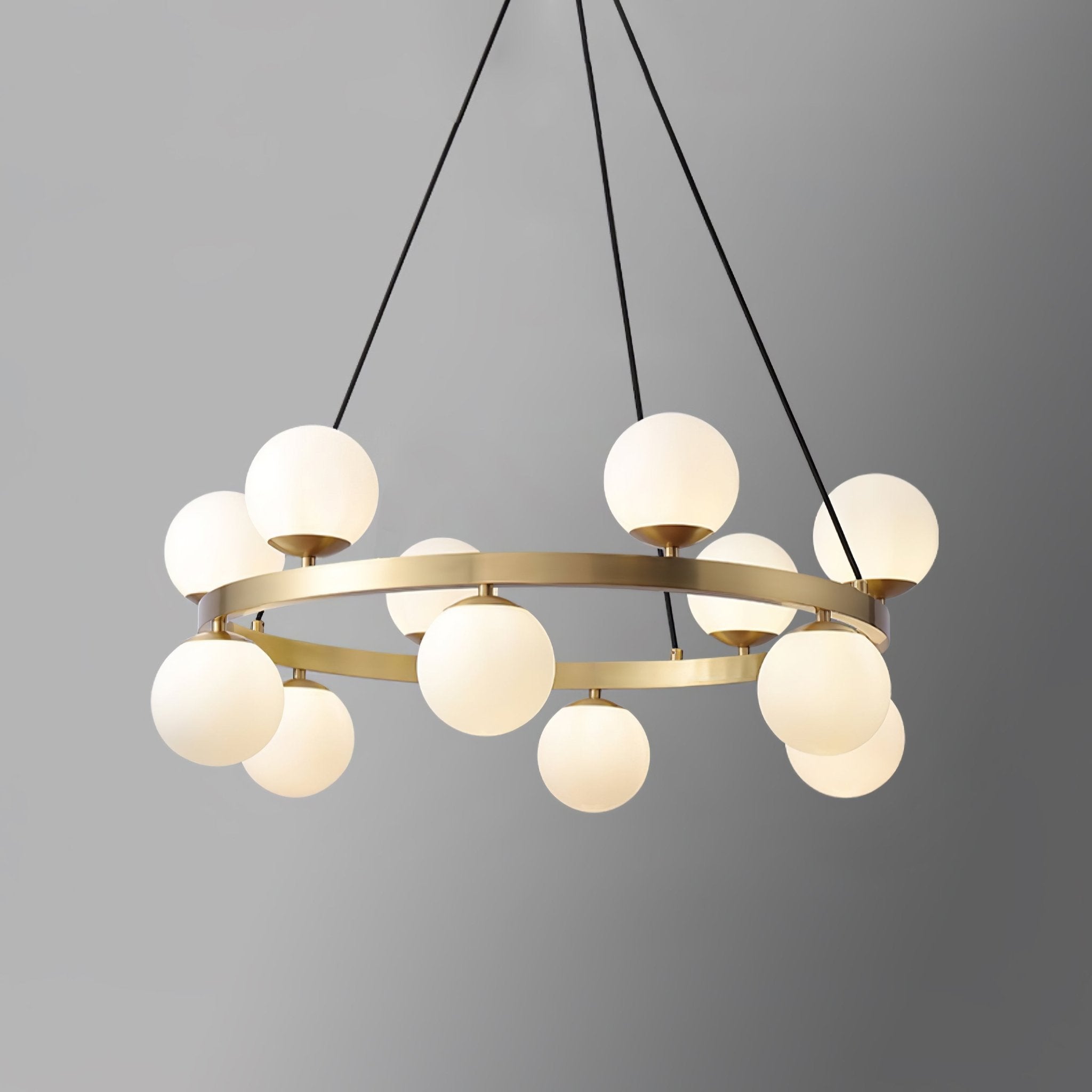 Aben Chandelier Globe Brass Ring