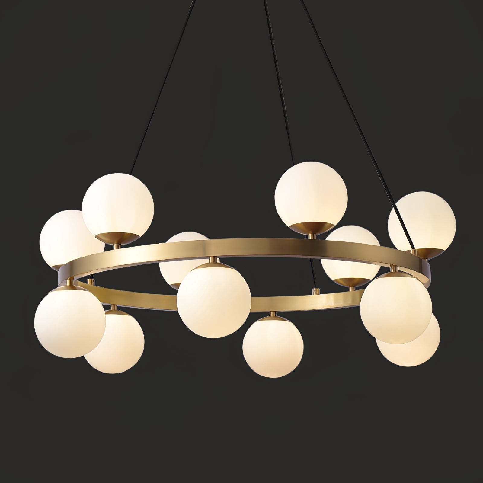 Aben Chandelier Globe Brass Ring