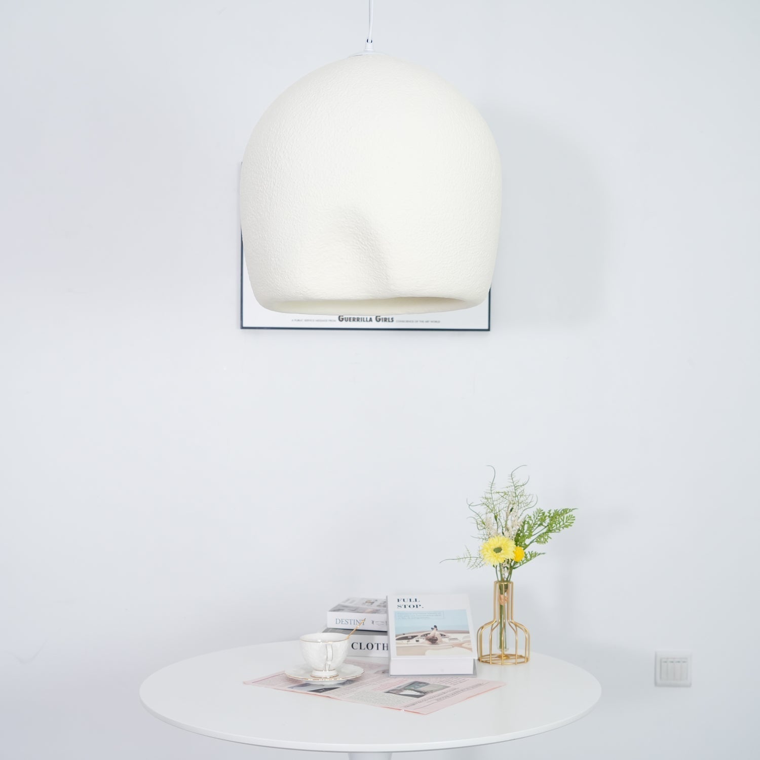Nuo Pendant Lamp Plaster Rounded Dome Wabi Sabi