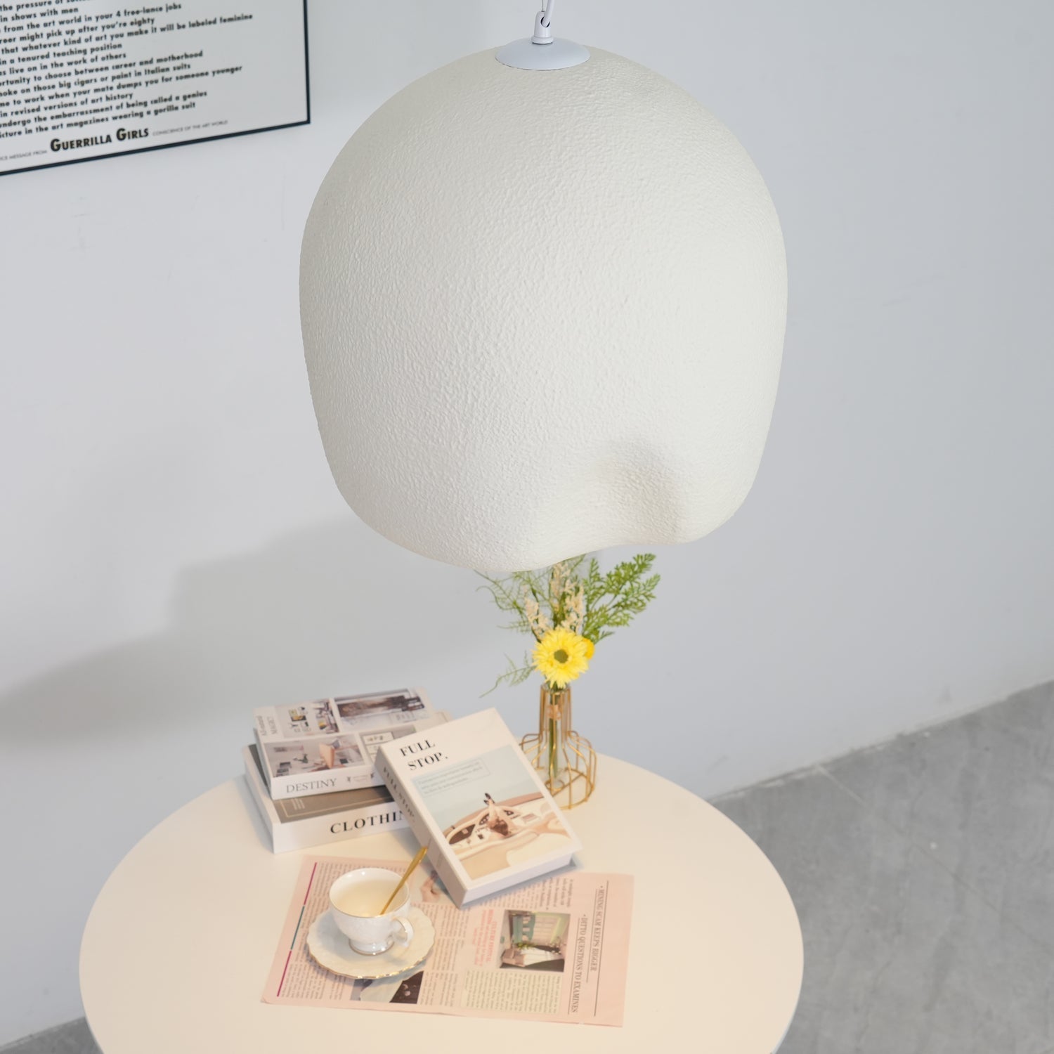 Nuo Pendant Lamp Plaster Rounded Dome Wabi Sabi