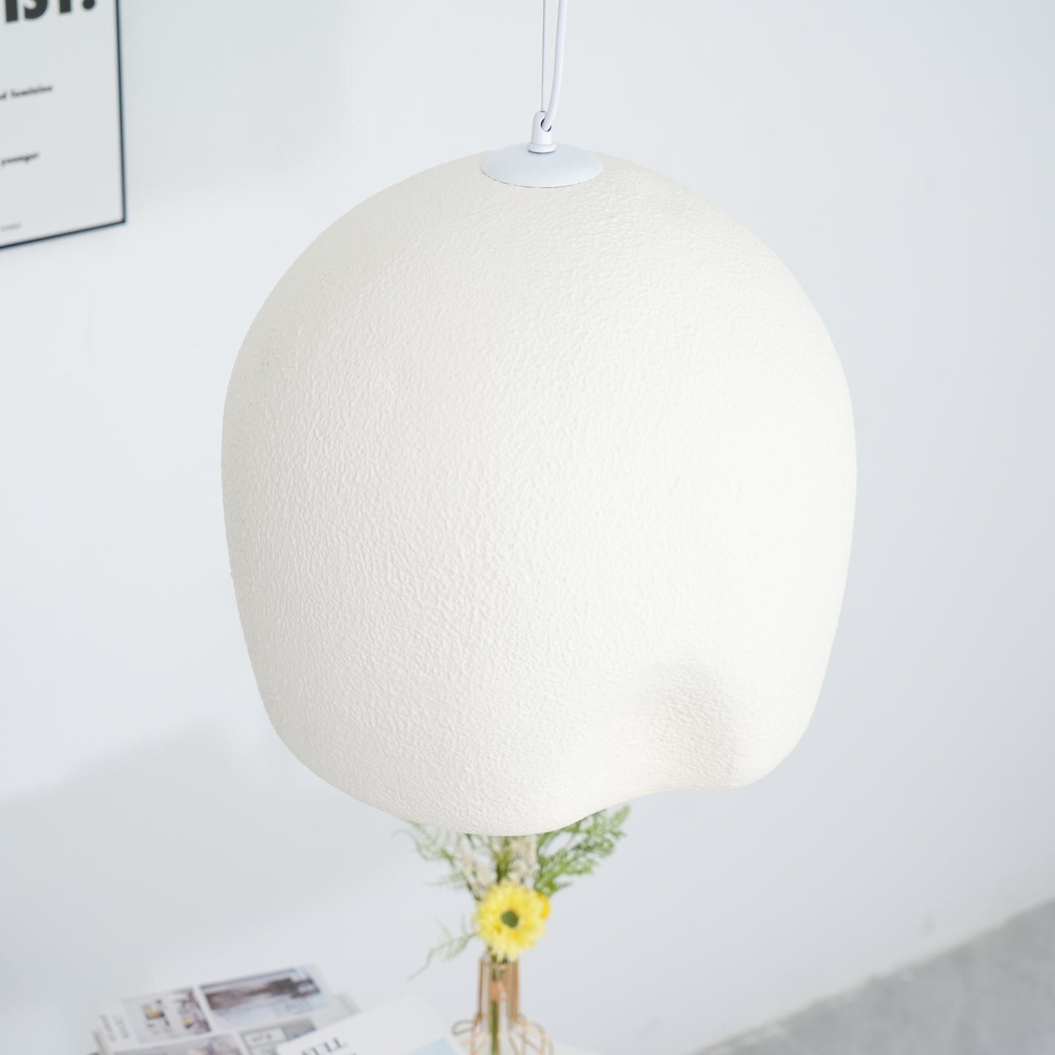Nuo Pendant Lamp Plaster Rounded Dome Wabi Sabi