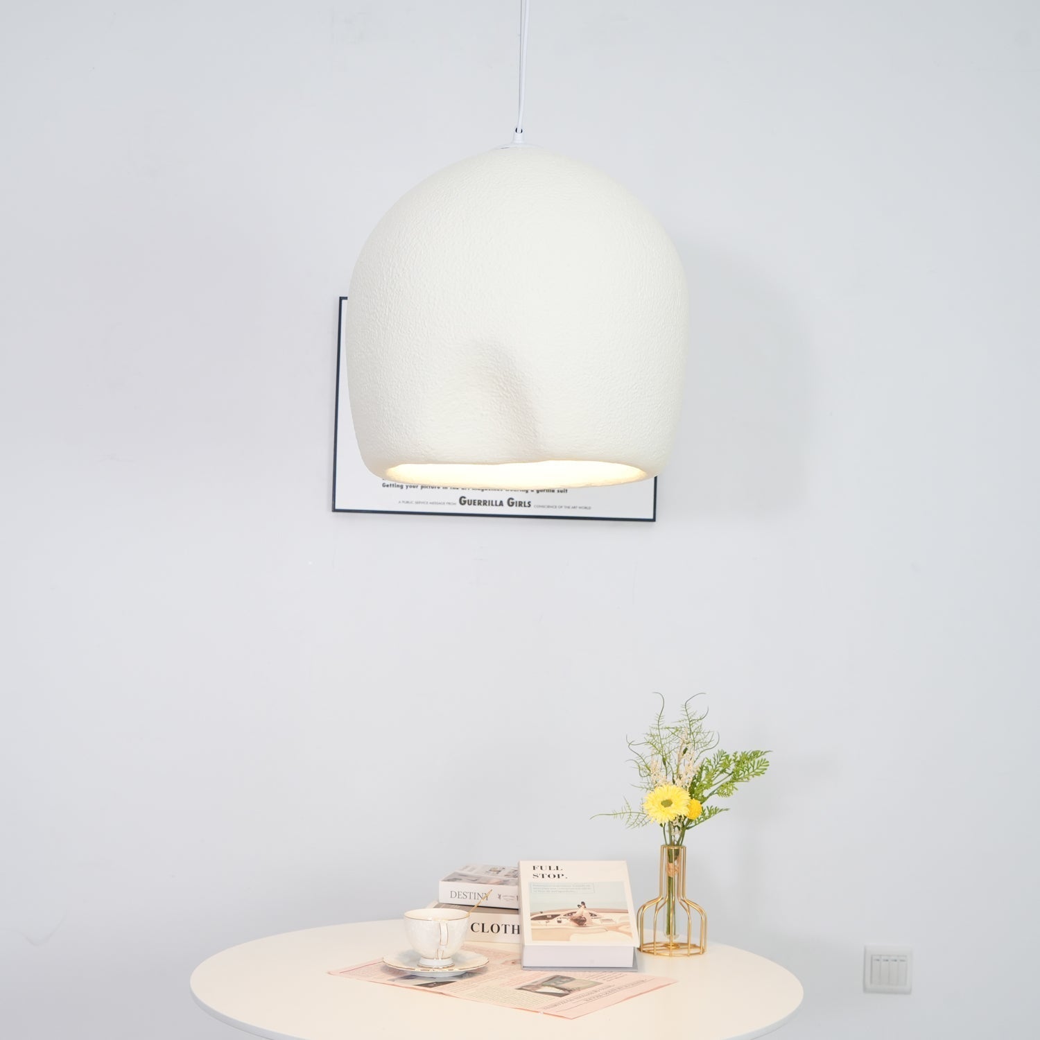 Nuo Pendant Lamp Plaster Rounded Dome Wabi Sabi