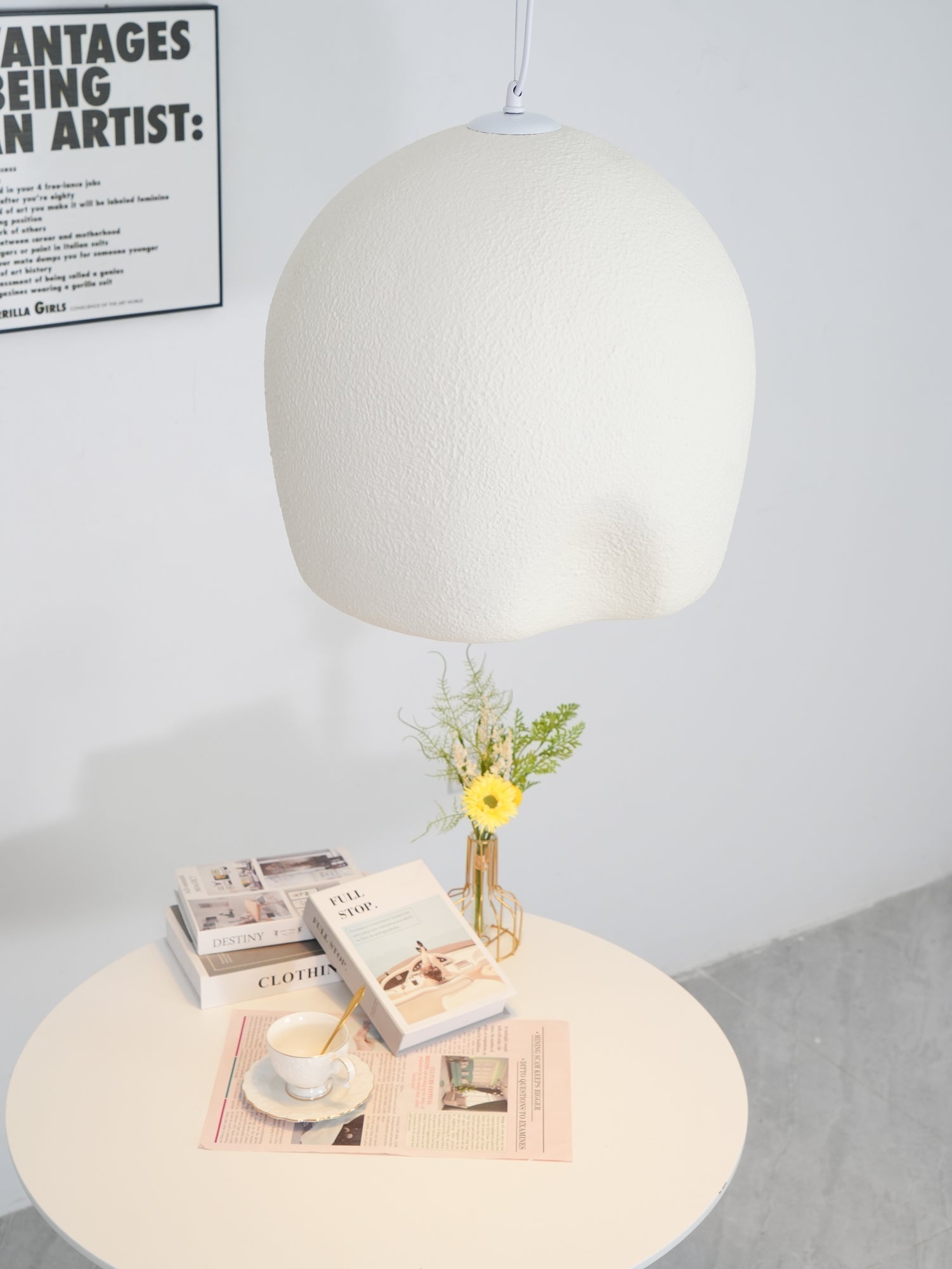 Nuo Pendant Lamp Plaster Rounded Dome Wabi Sabi
