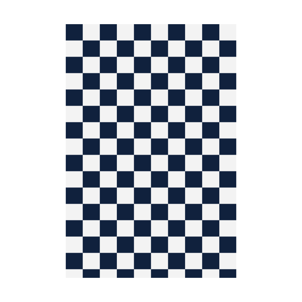 Sibylla Checkered Washable Rug, navy and white checkered pattern