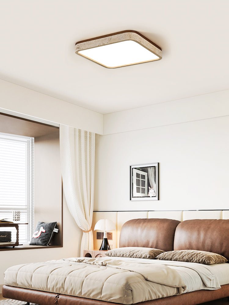 Calden Rounded Square Travertine Ceiling Lamp