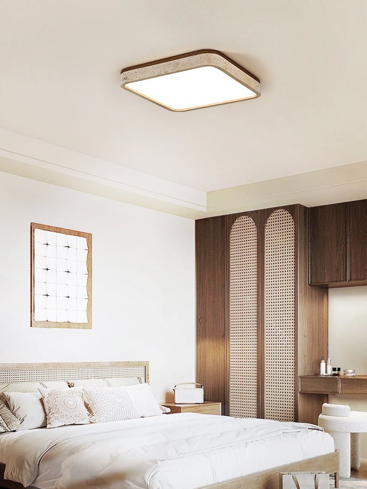 Calden Rounded Square Travertine Ceiling Lamp
