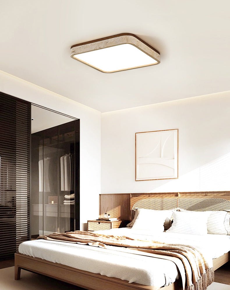 Calden Rounded Square Travertine Ceiling Lamp