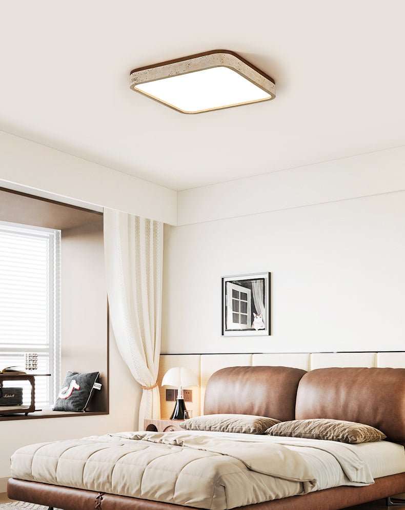 Calden Rounded Square Travertine Ceiling Lamp