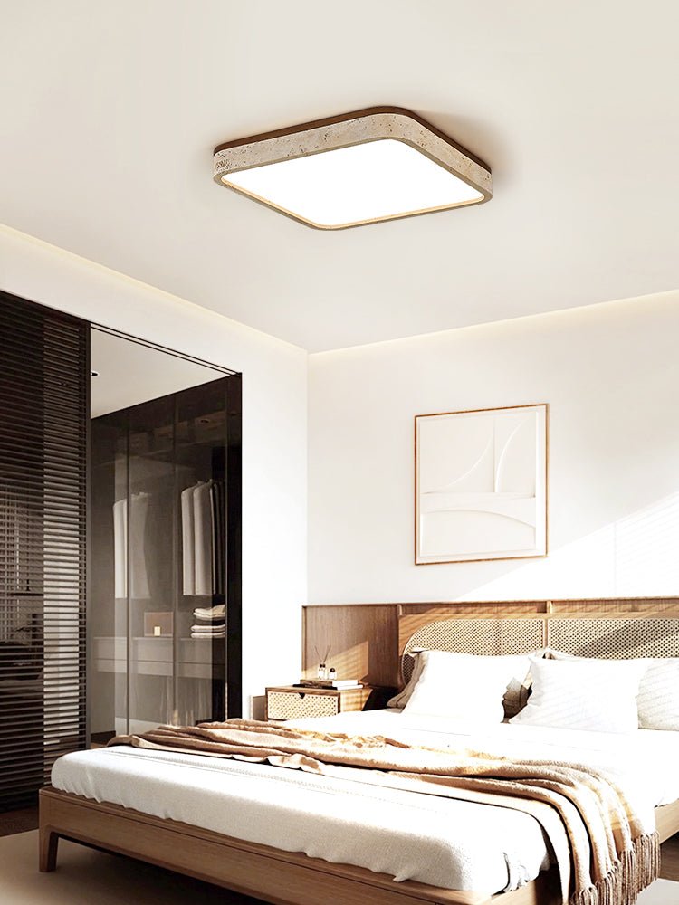 Calden Rounded Square Travertine Ceiling Lamp