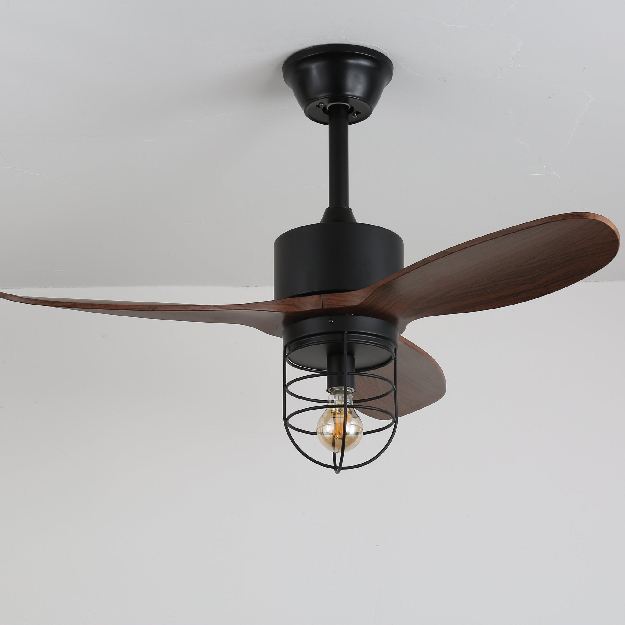 Brisora Industrial Wood Ceiling Fan Light