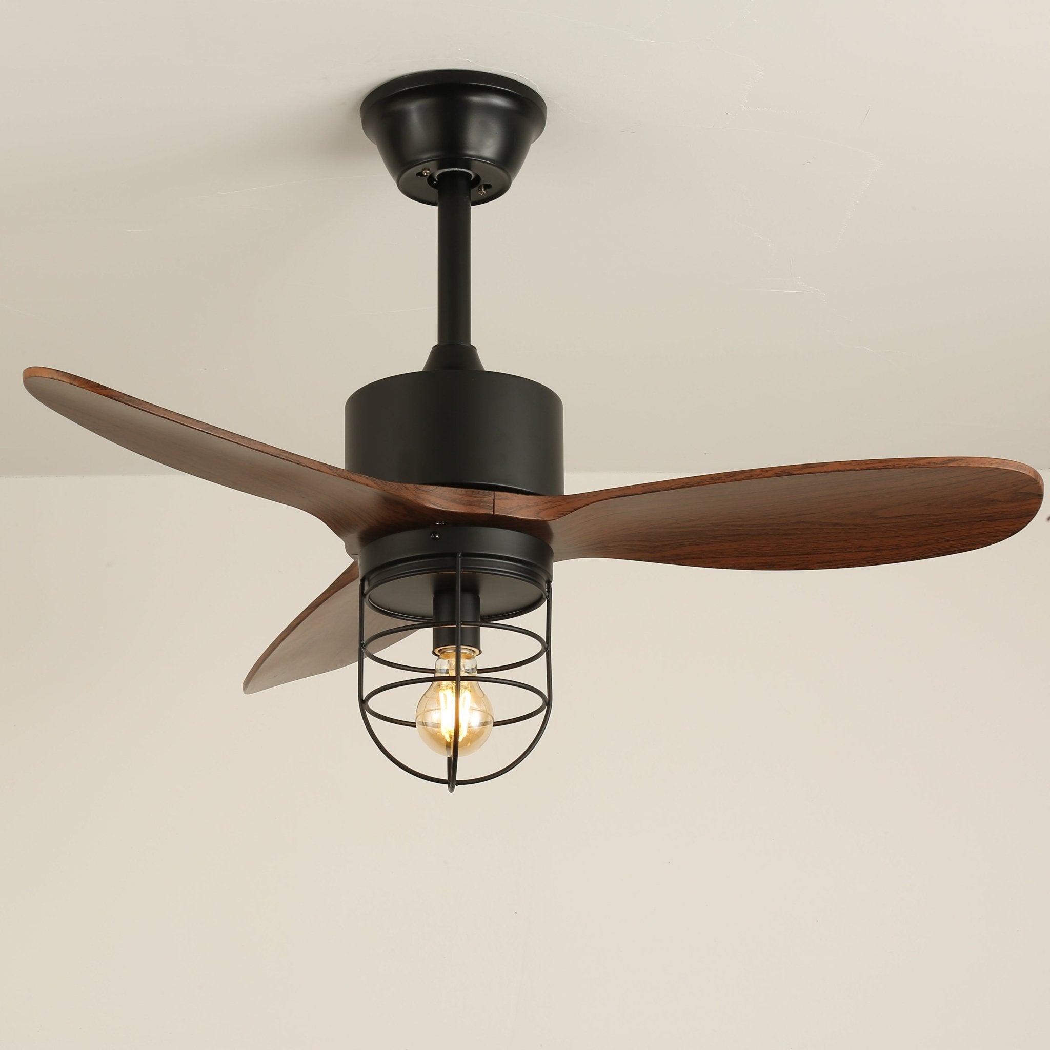 Brisora Industrial Wood Ceiling Fan Light