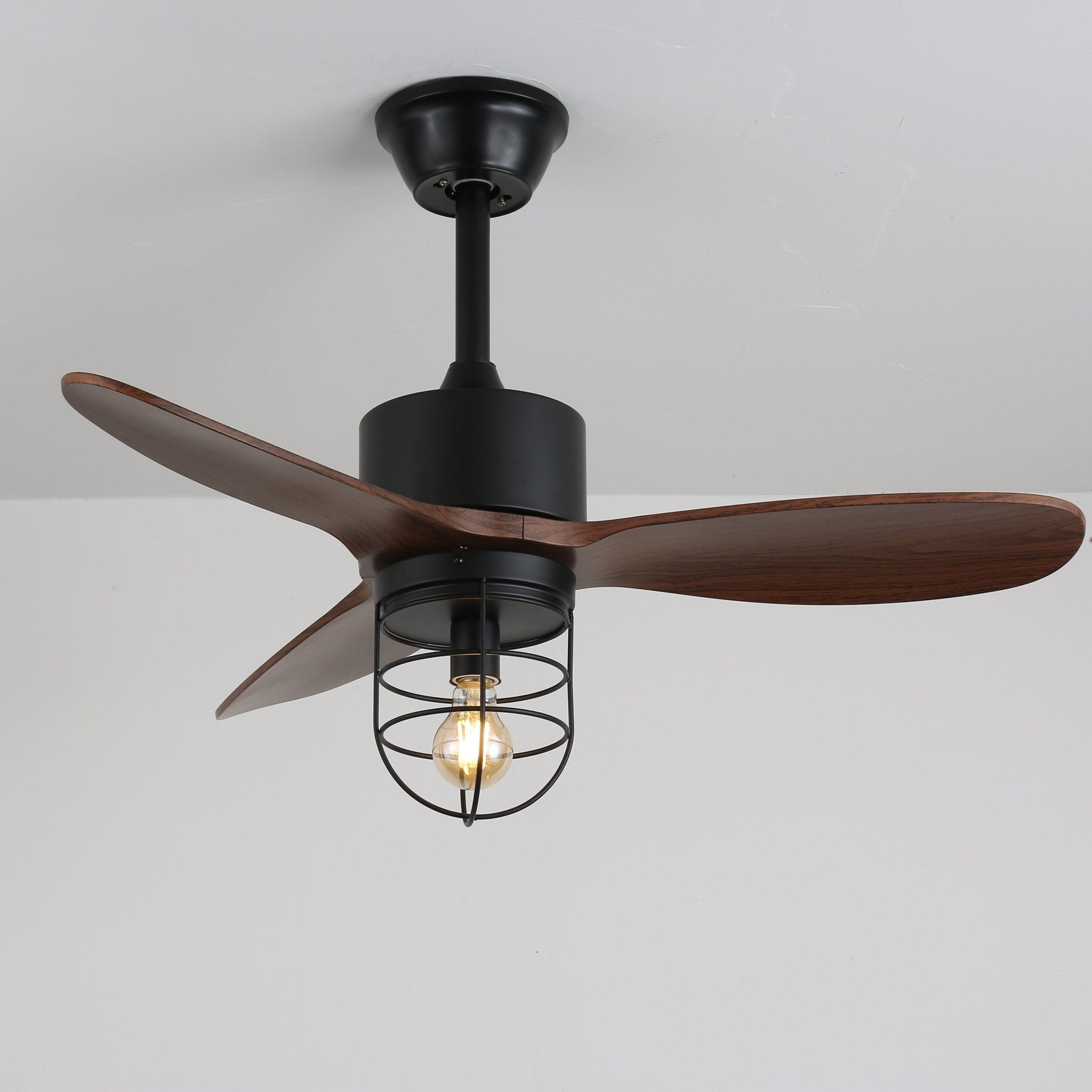 Brisora Industrial Wood Ceiling Fan Light