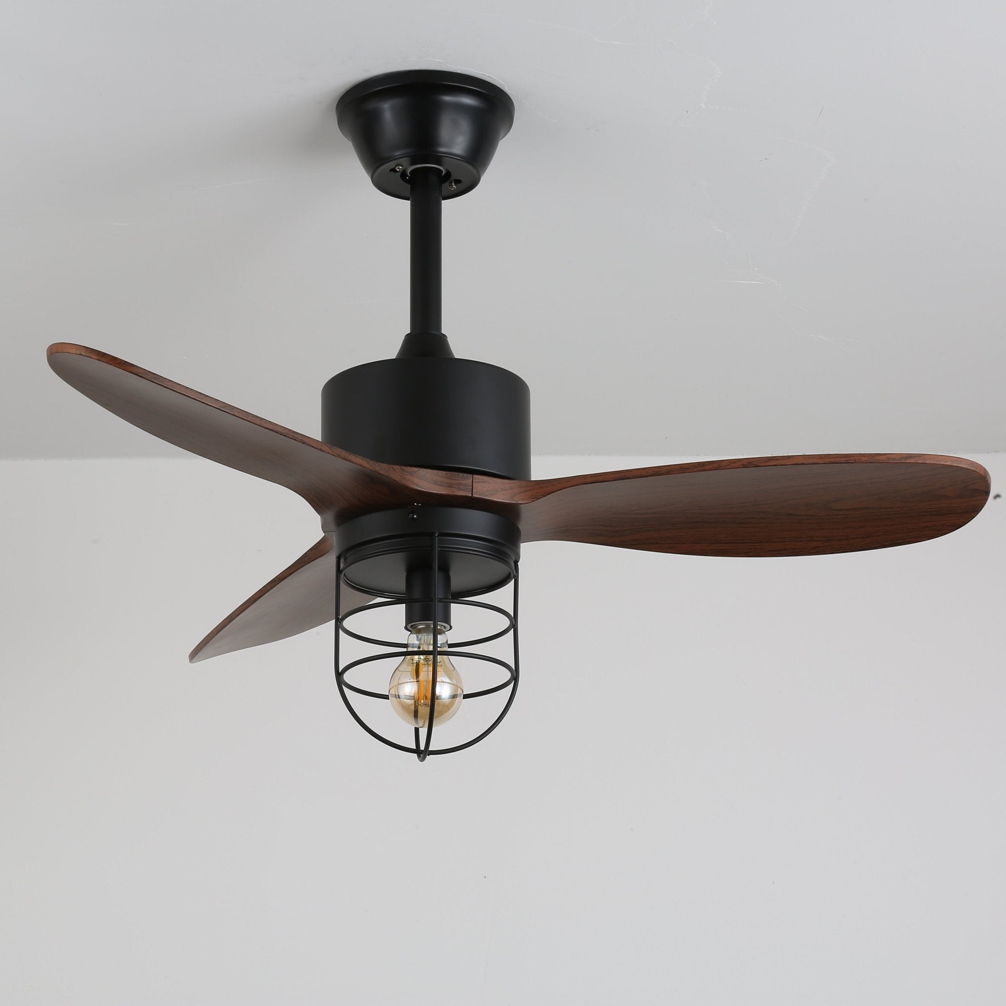 Brisora Industrial Wood Ceiling Fan Light